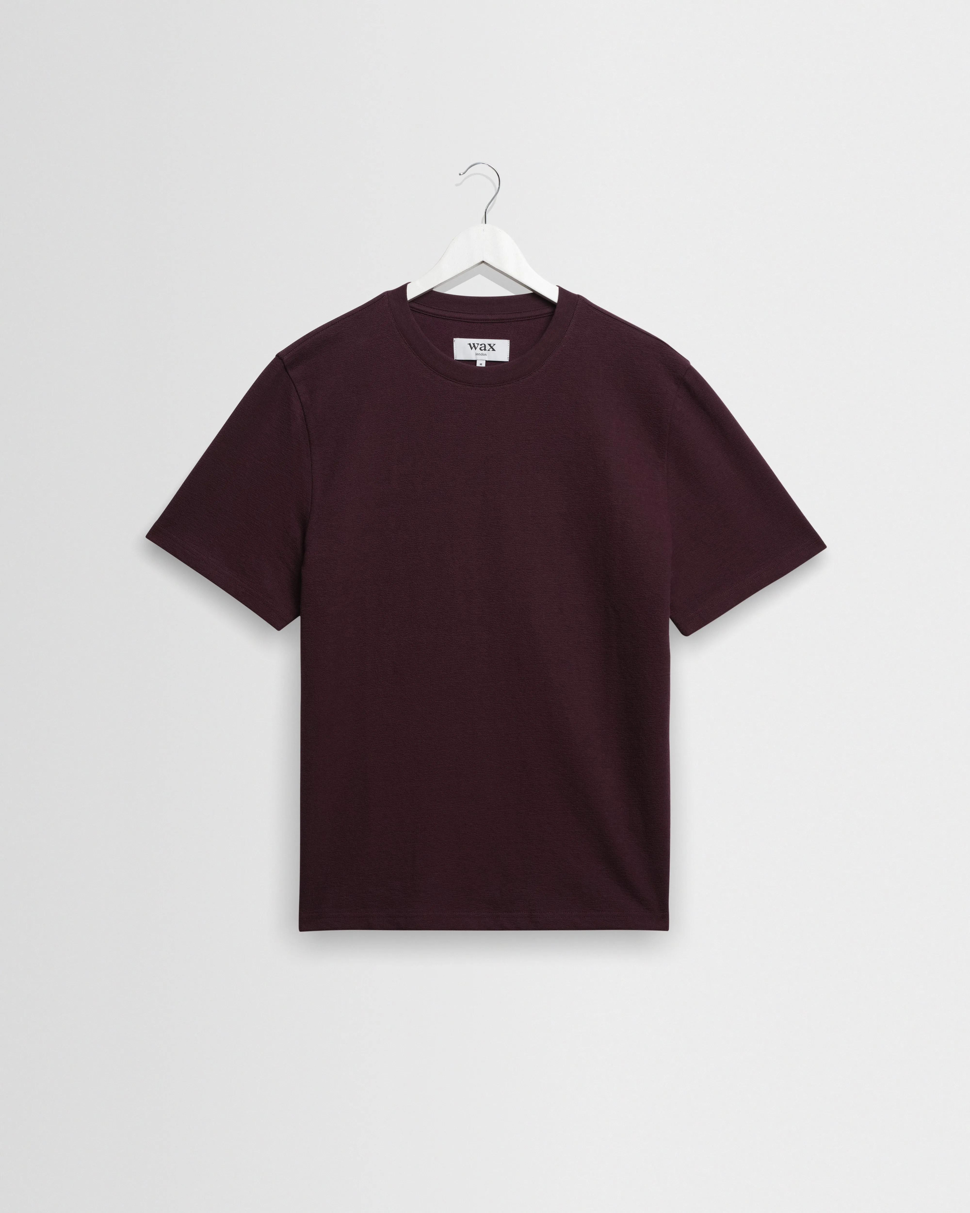 Dean - Dark Purple Textured Organic Cotton T-Shirt sold by Wax London