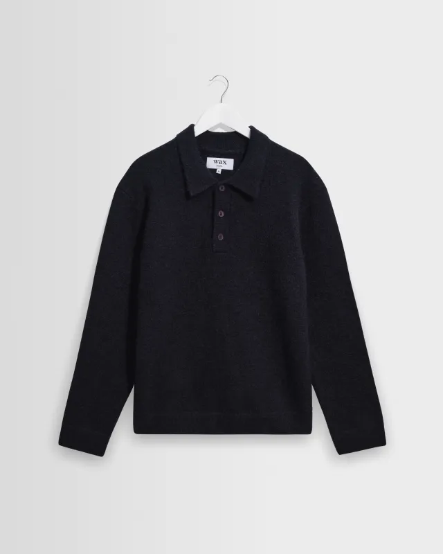 Ashford - Navy Fluffy Wool Polo made by Wax London
