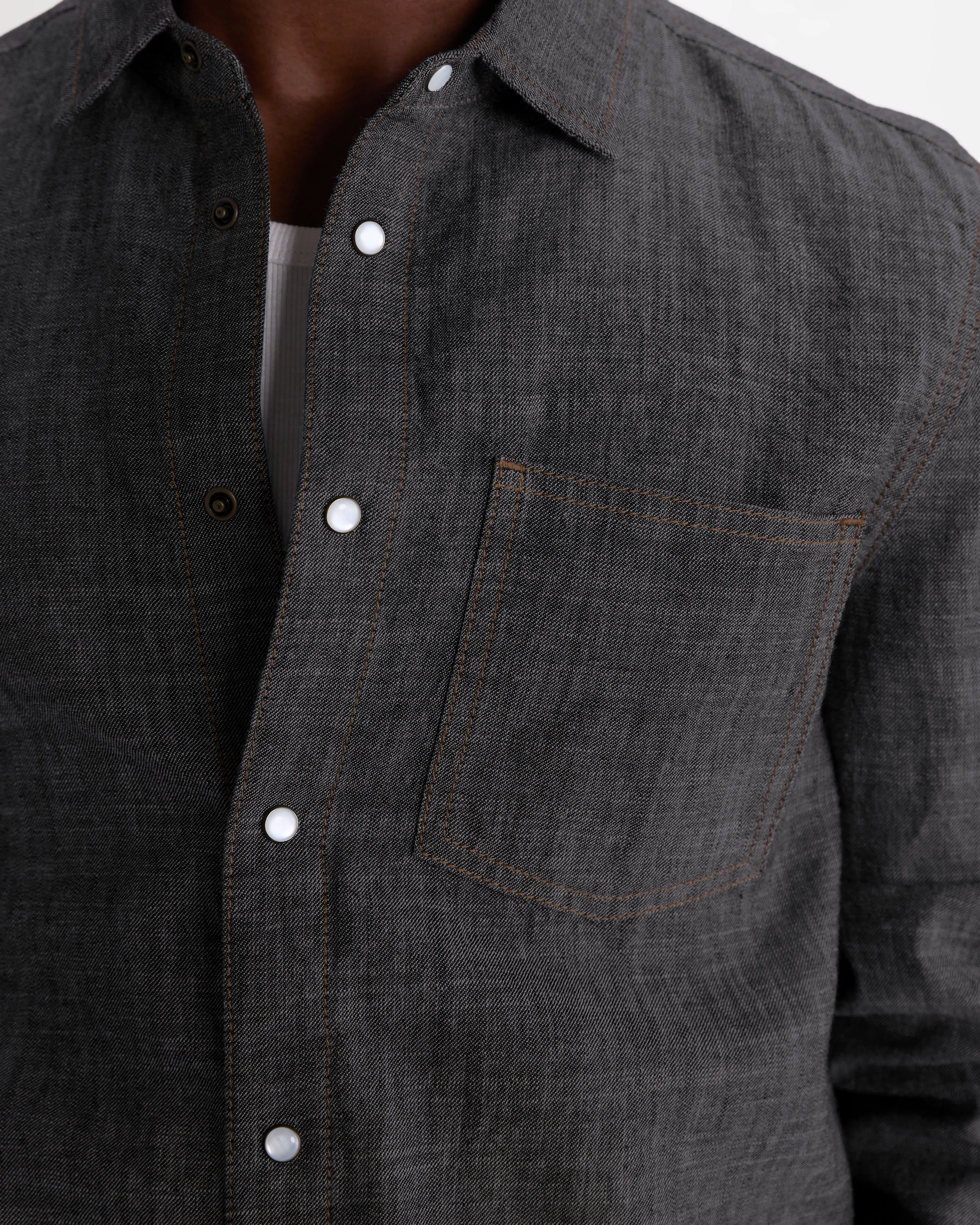 Manilla - Washed Indigo Chambray Shirt sold by Wax London product image thumbnail 3