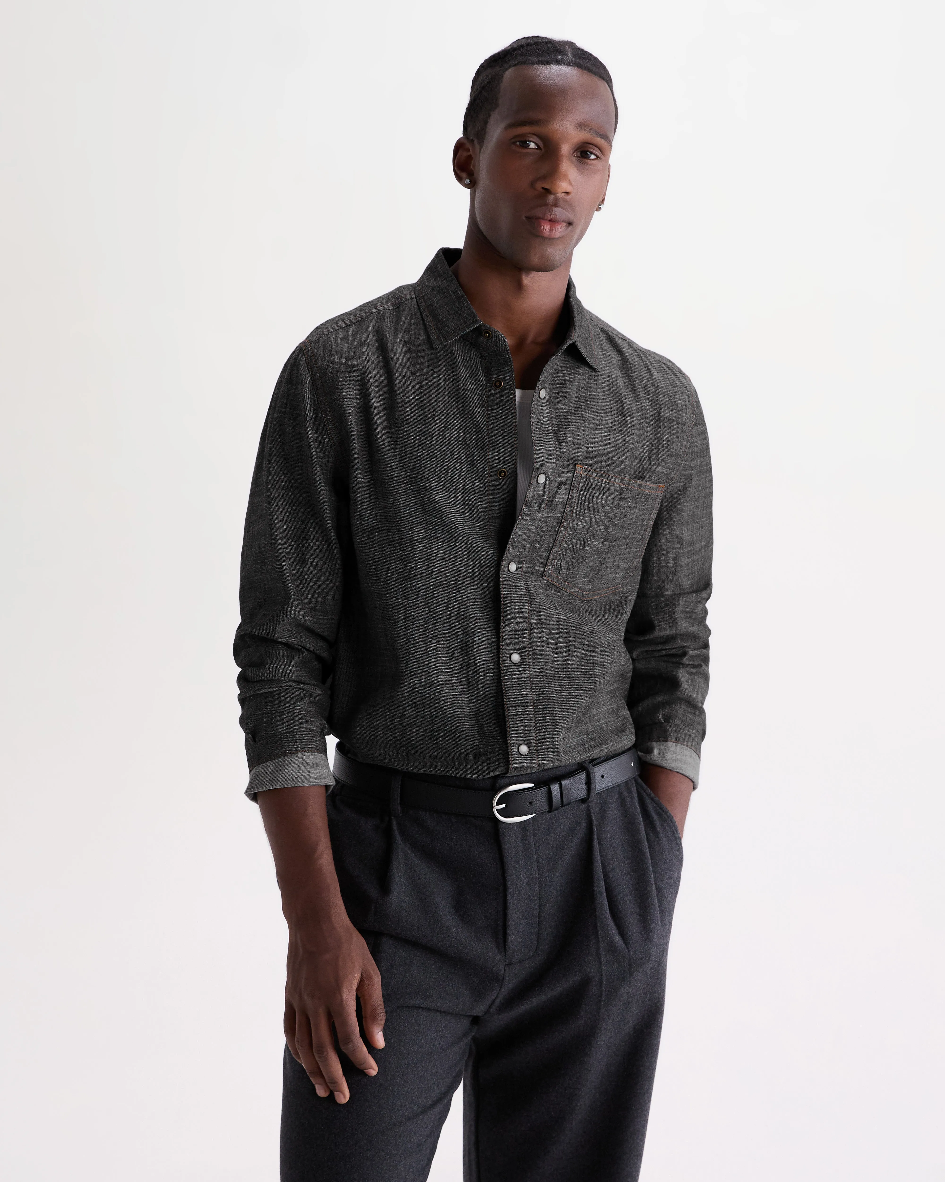 Manilla - Washed Indigo Chambray Shirt sold by Wax London product image thumbnail 2