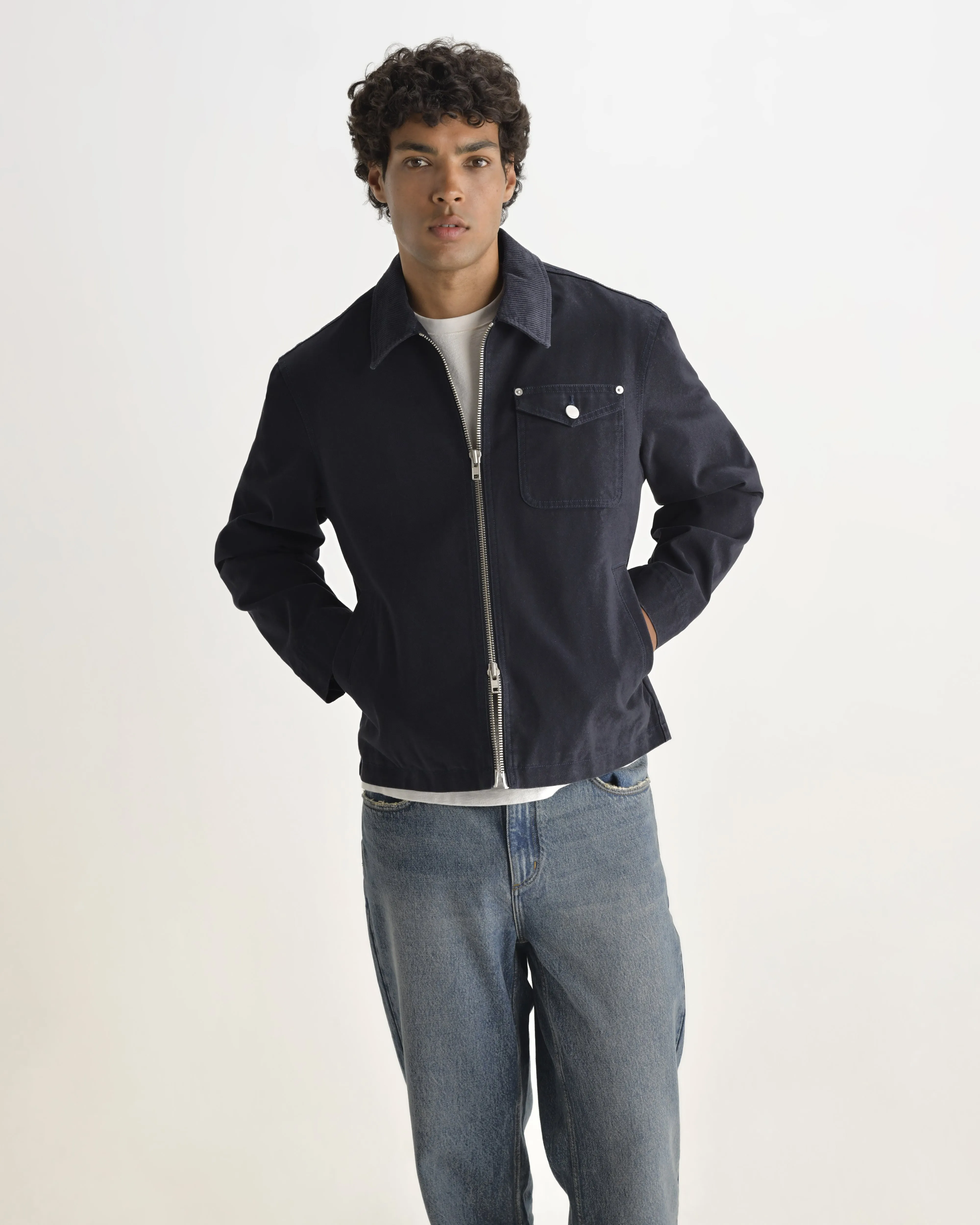 Mason - Navy Peached Canvas Work Jacket sold by Wax London product image thumbnail 2
