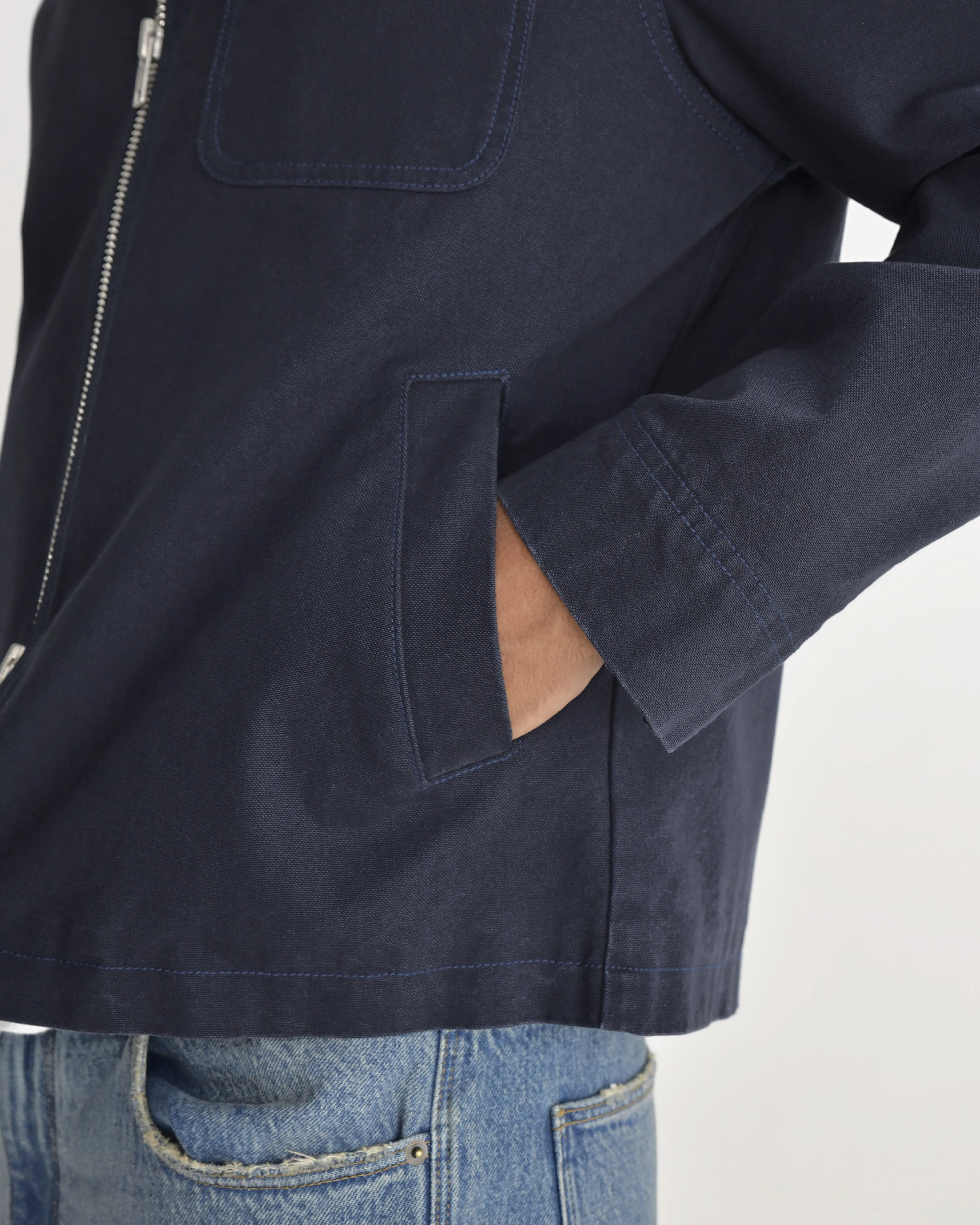 Mason - Navy Peached Canvas Work Jacket sold by Wax London product image thumbnail 3