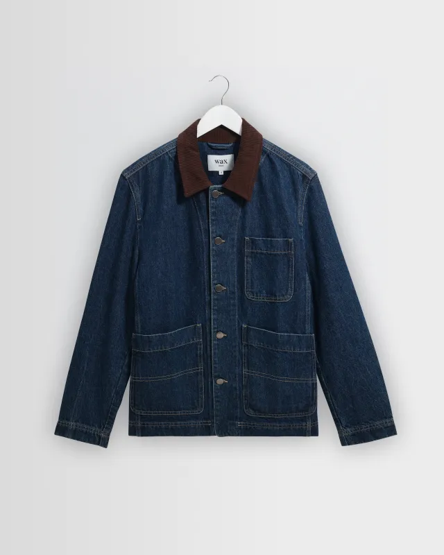 Healey - Dark Blue Denim Chore Jacket made by Wax London