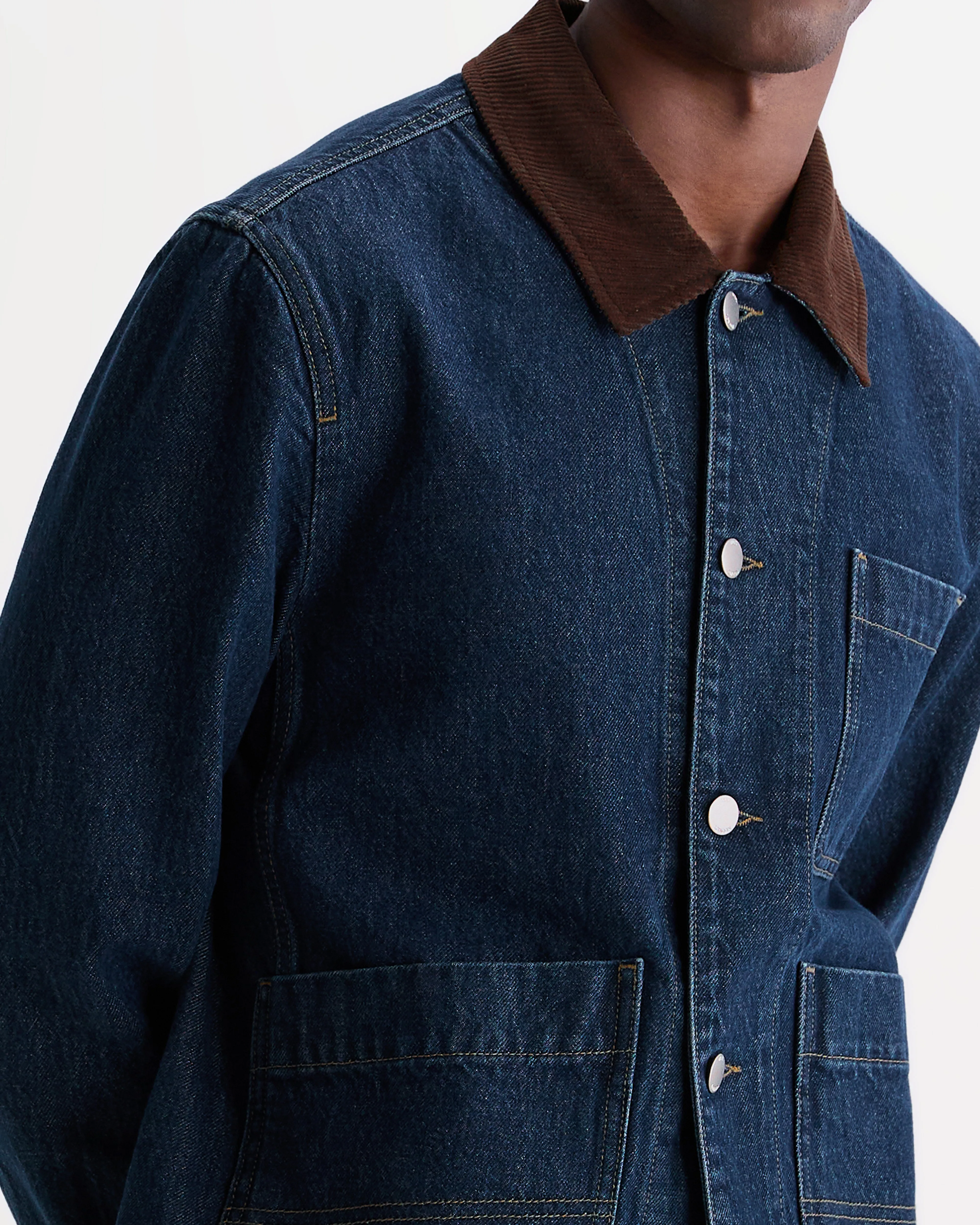 Healey - Dark Vintage Blue Denim Chore Jacket sold by Wax London product image thumbnail 3