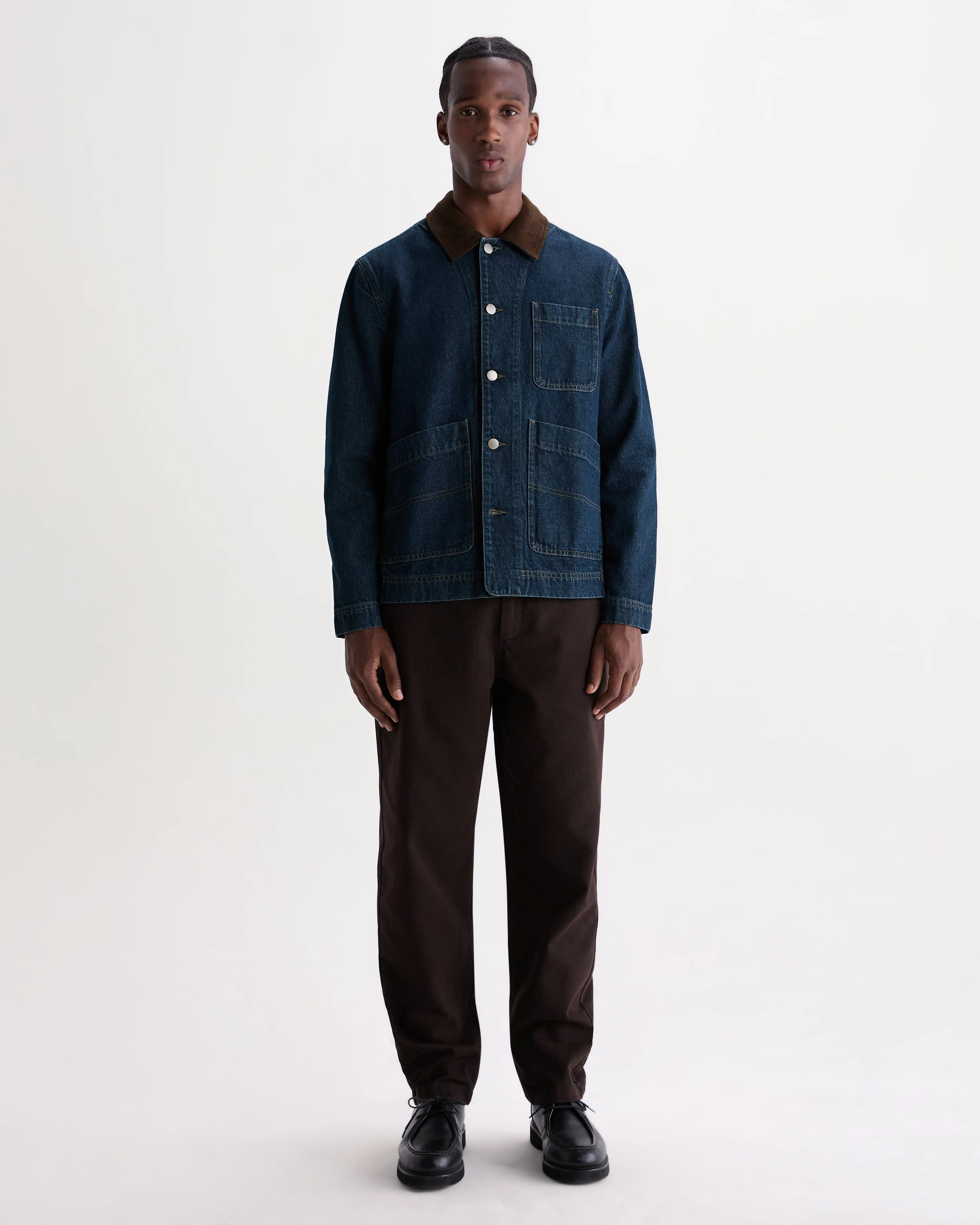 Healey - Dark Vintage Blue Denim Chore Jacket sold by Wax London product image thumbnail 4