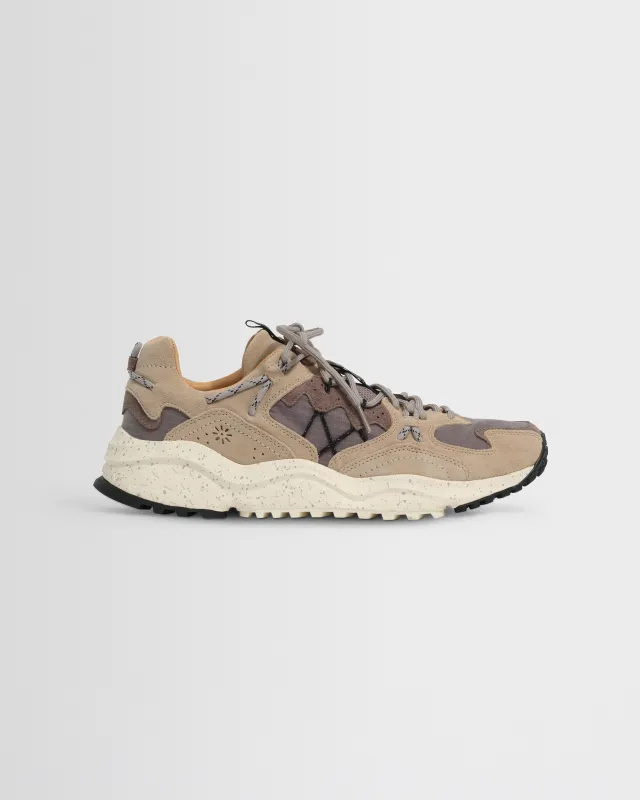 Flower Mountain - Beige And Grey Cow Suede Yamabushi Trainers made by Wax London
