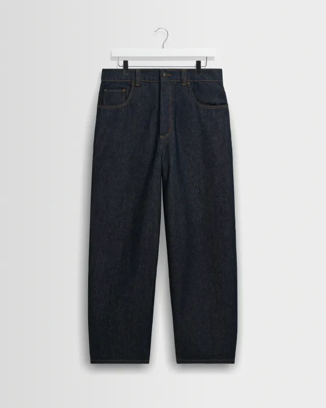 Ramsdale - Dark Indigo Rinse Barrel Fit Denim Jeans made by Wax London