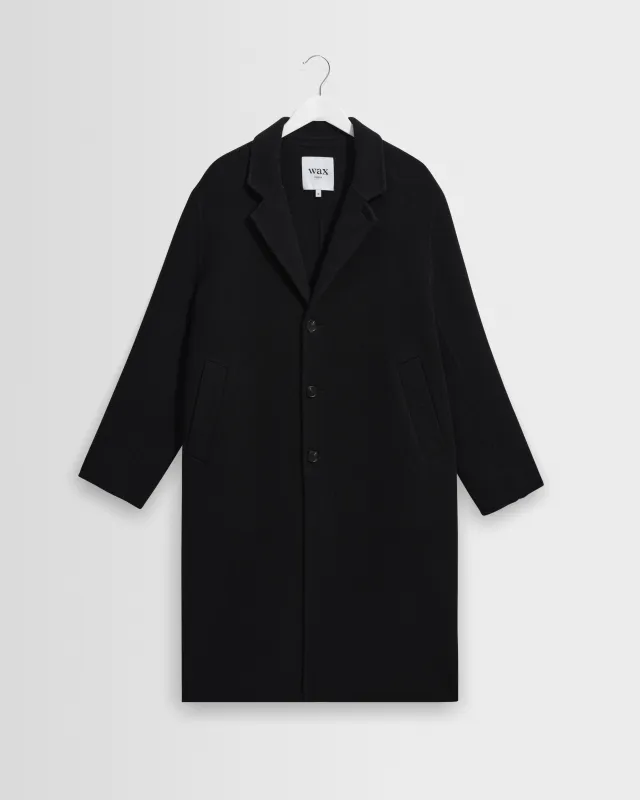 Hugo - Black Double Face Wool Coat made by Wax London