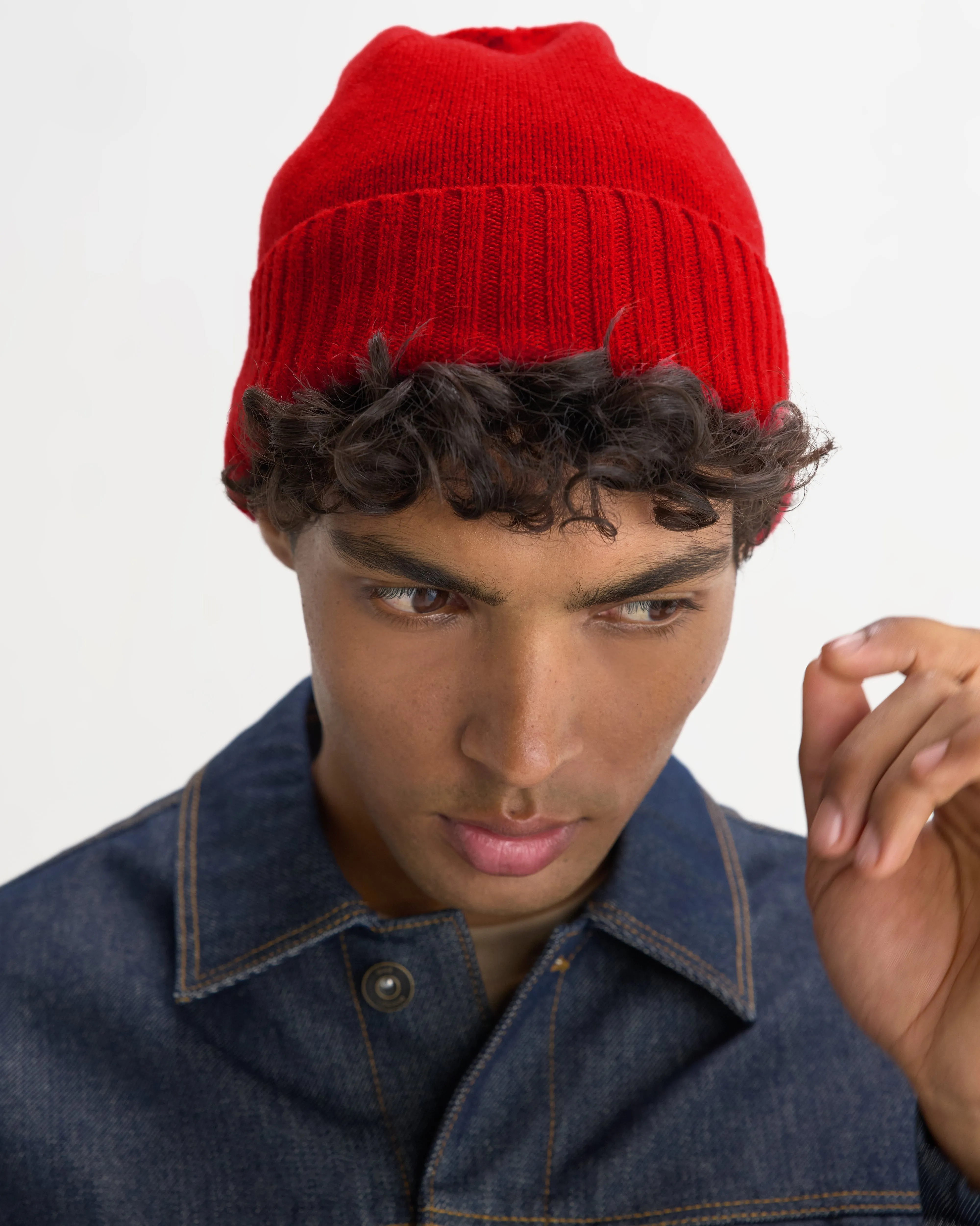 Brook - Red Single Rib Wool Beanie sold by Wax London product image thumbnail 2