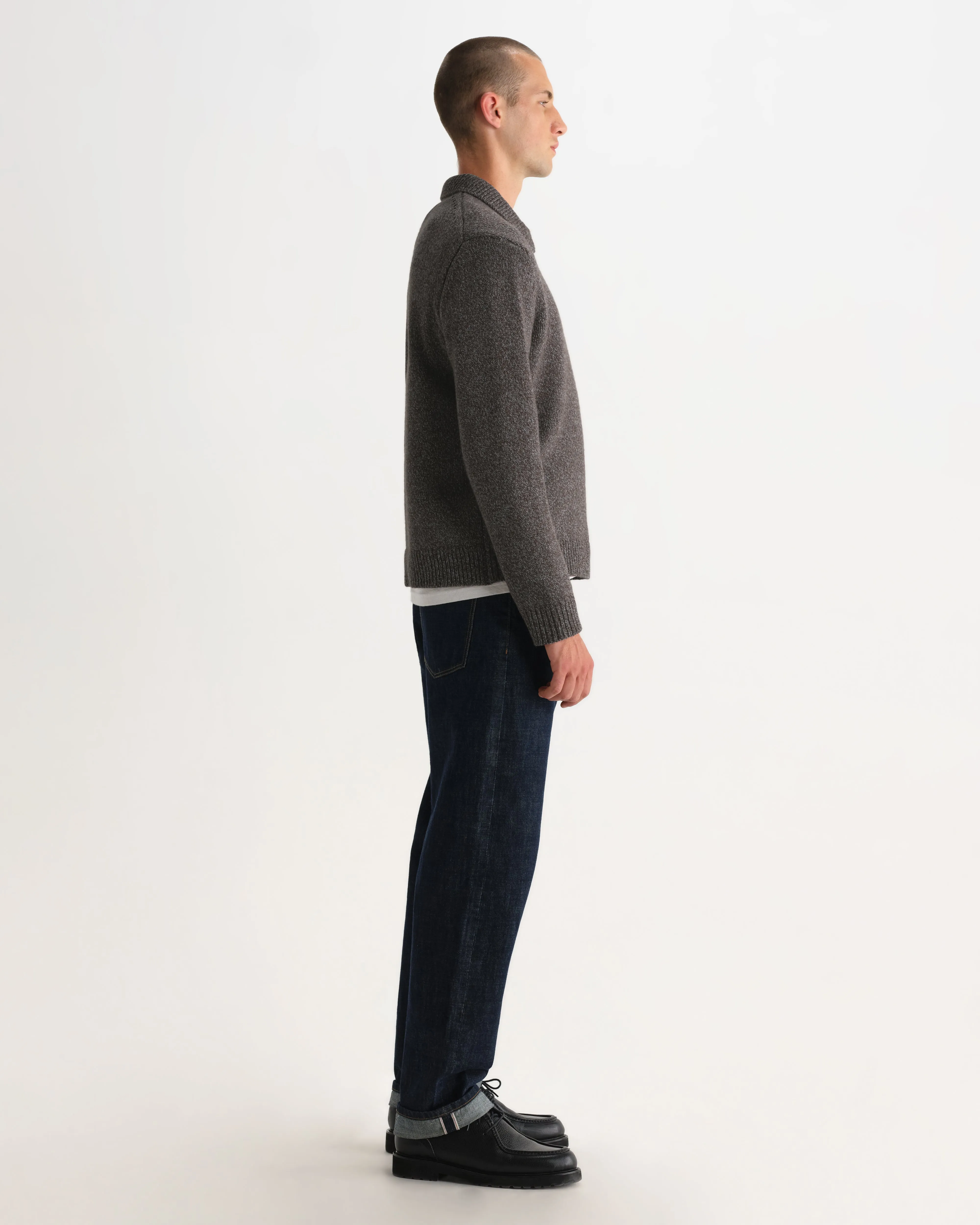 Alpha - Brown And Grey Fleck Twist Zip Polo sold by Wax London product image thumbnail 5