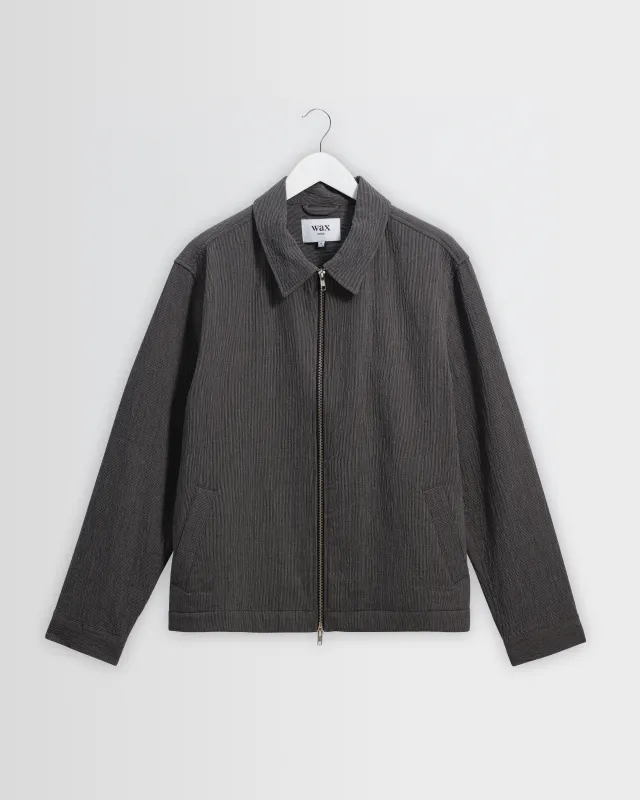 Eldon - Dark Navy And Ecru Double-Faced Stripe Cotton Jacket made by Wax London