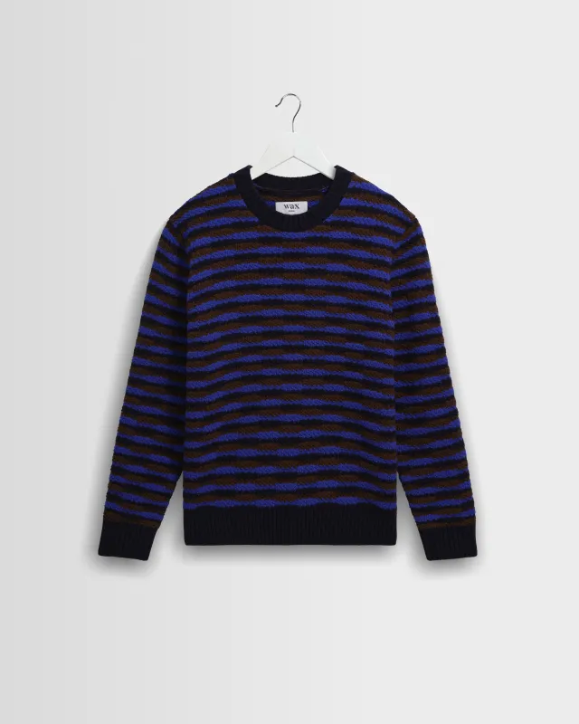 WILDE CREW BOBBLE STRIPE BLUE / BROWN made by Wax London