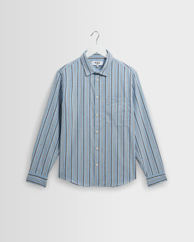 Dartford - Blue Brushed Stripe Shirt made by Wax London