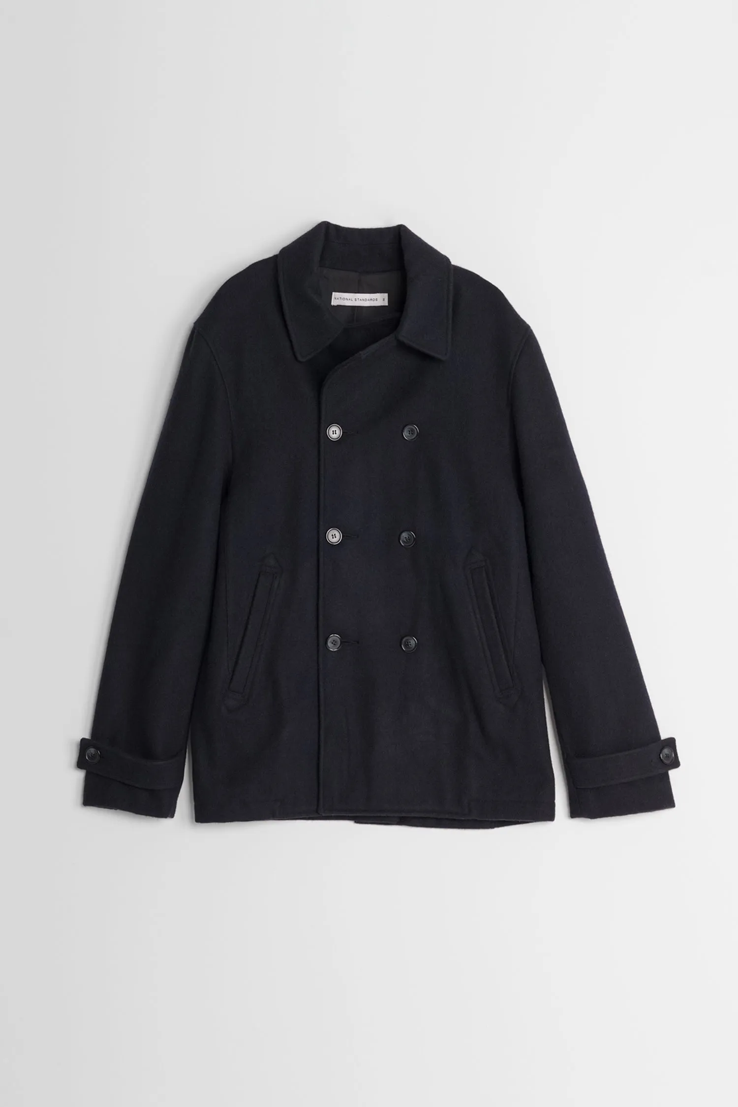 Japanese Melton Pea Coat in Navy sold by National Standards