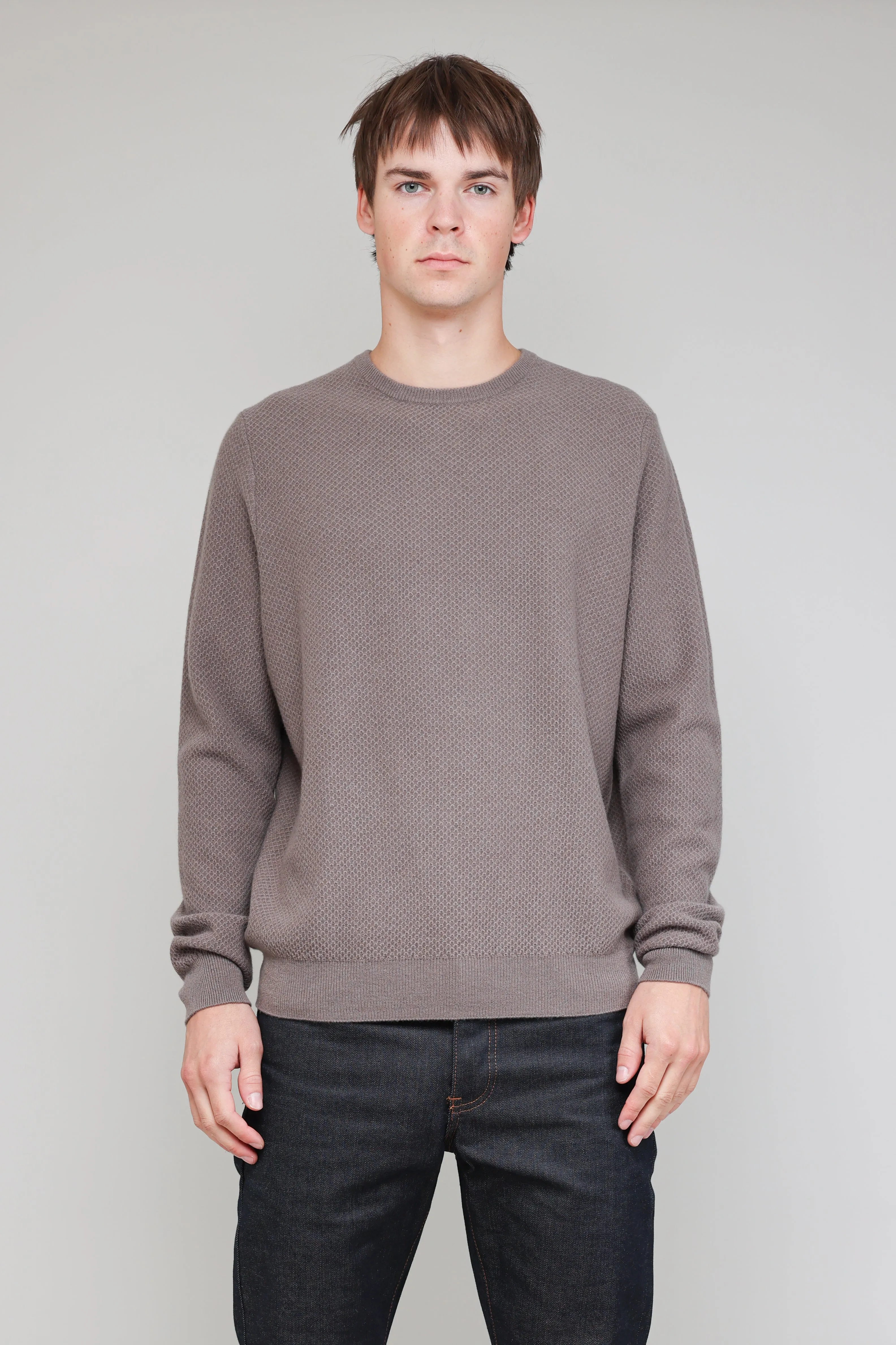 NS3019-8 New Wool Honeycomb Stitch Crew in Taupe sold by National Standards