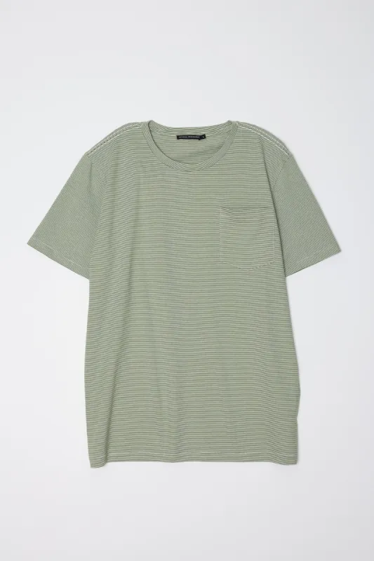 NS2175-2 Mini Stripe Pocket Crew in Green sold by National Standards