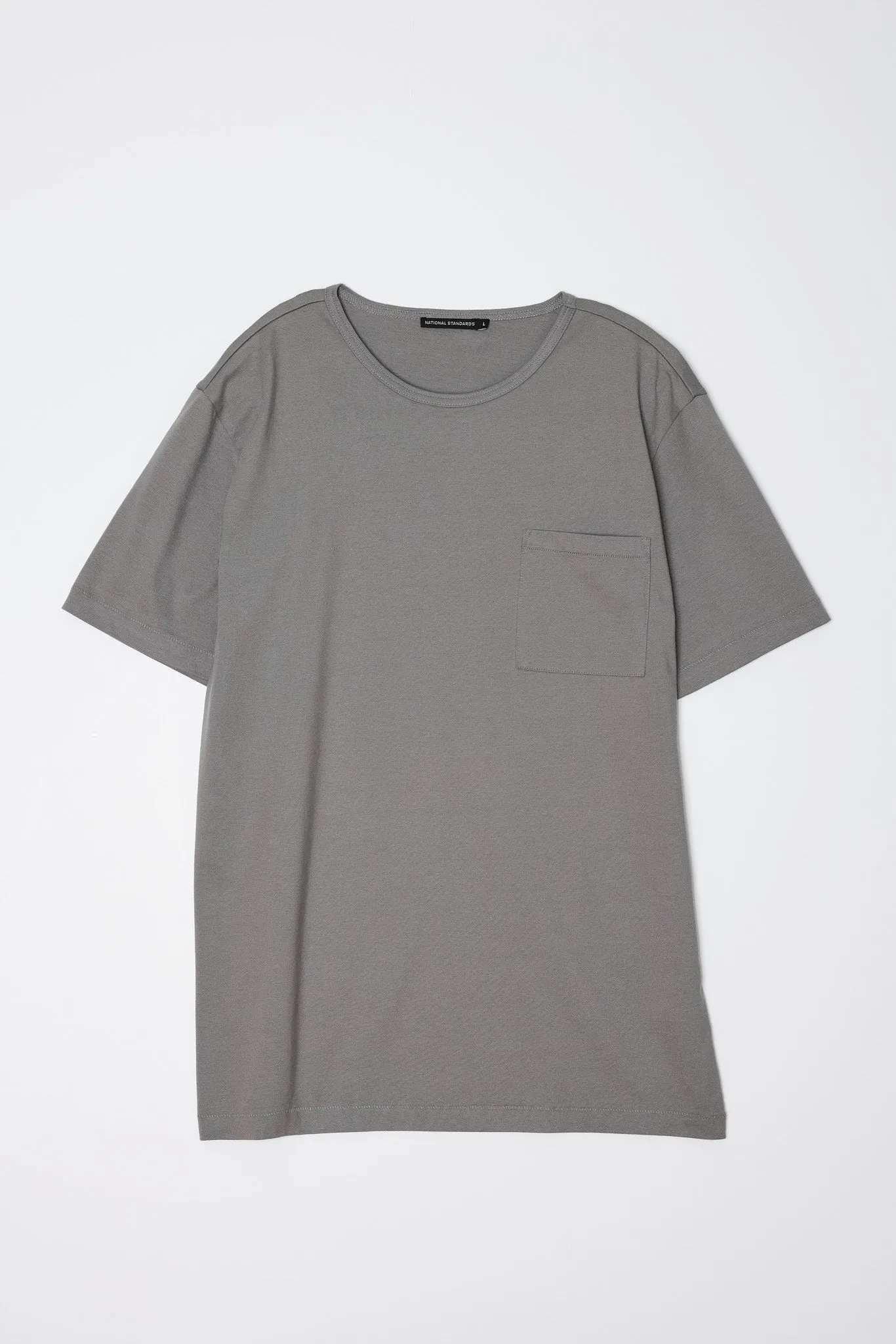 NS2168-5 Base Jersey Pocket Crew in Grey sold by National Standards