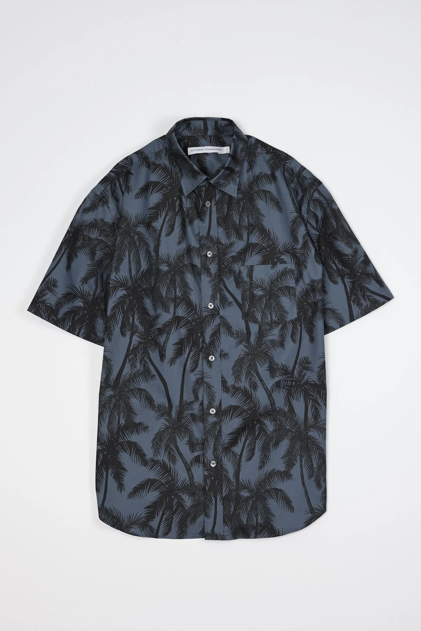 NS1191-63 Japanese Palm Trees Print in Navy sold by National Standards