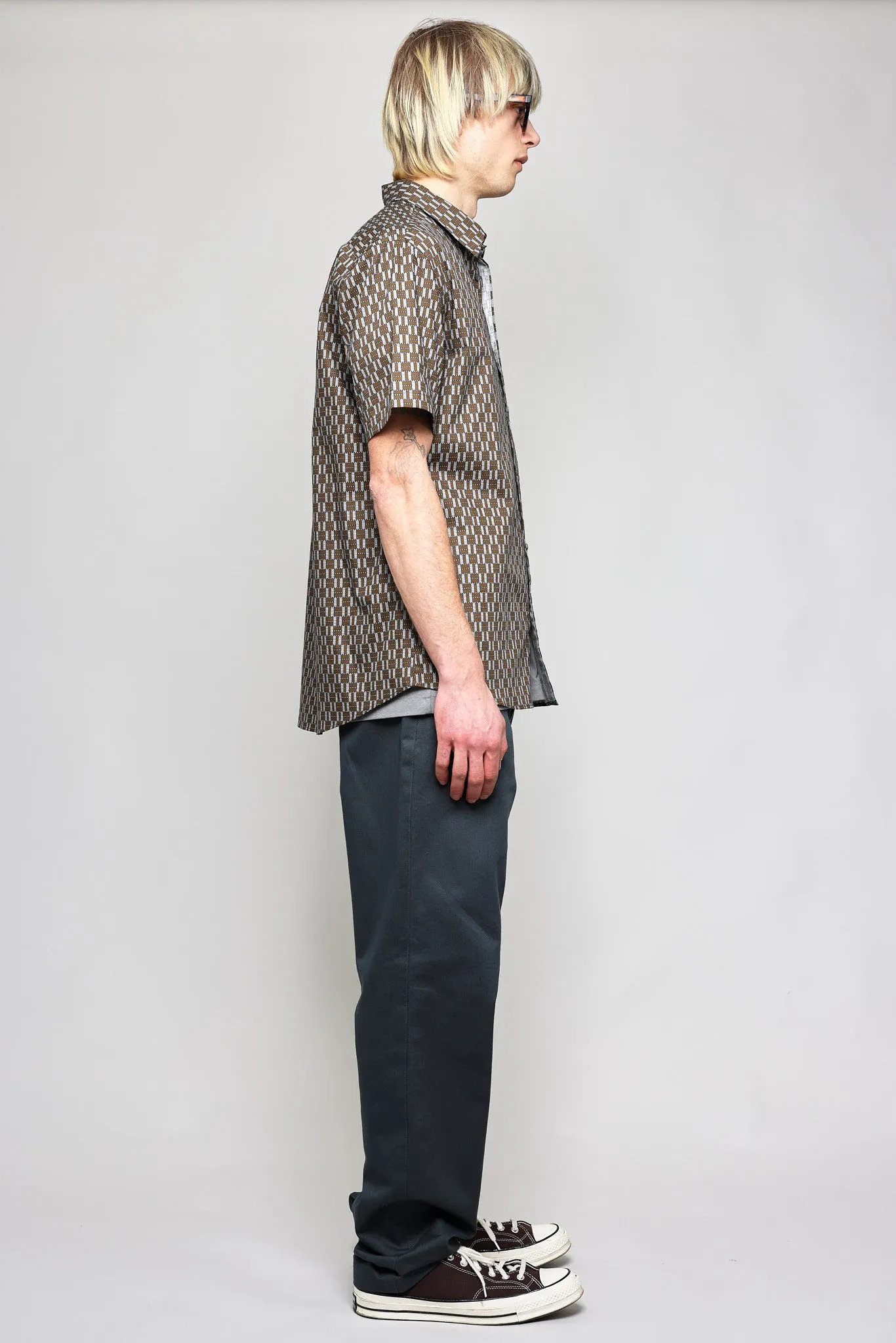 NS1146-86 Japanese Graphic Grid Print in Khaki and Blue sold by National Standards product image thumbnail 4