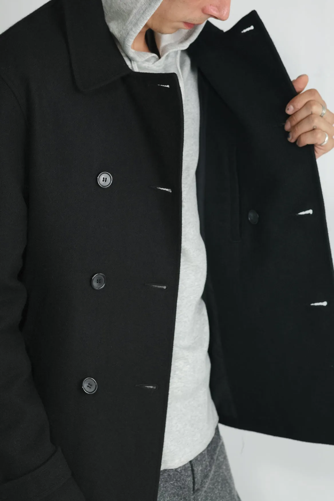 Japanese Loden Pea Coat in Black sold by National Standards product image thumbnail 5