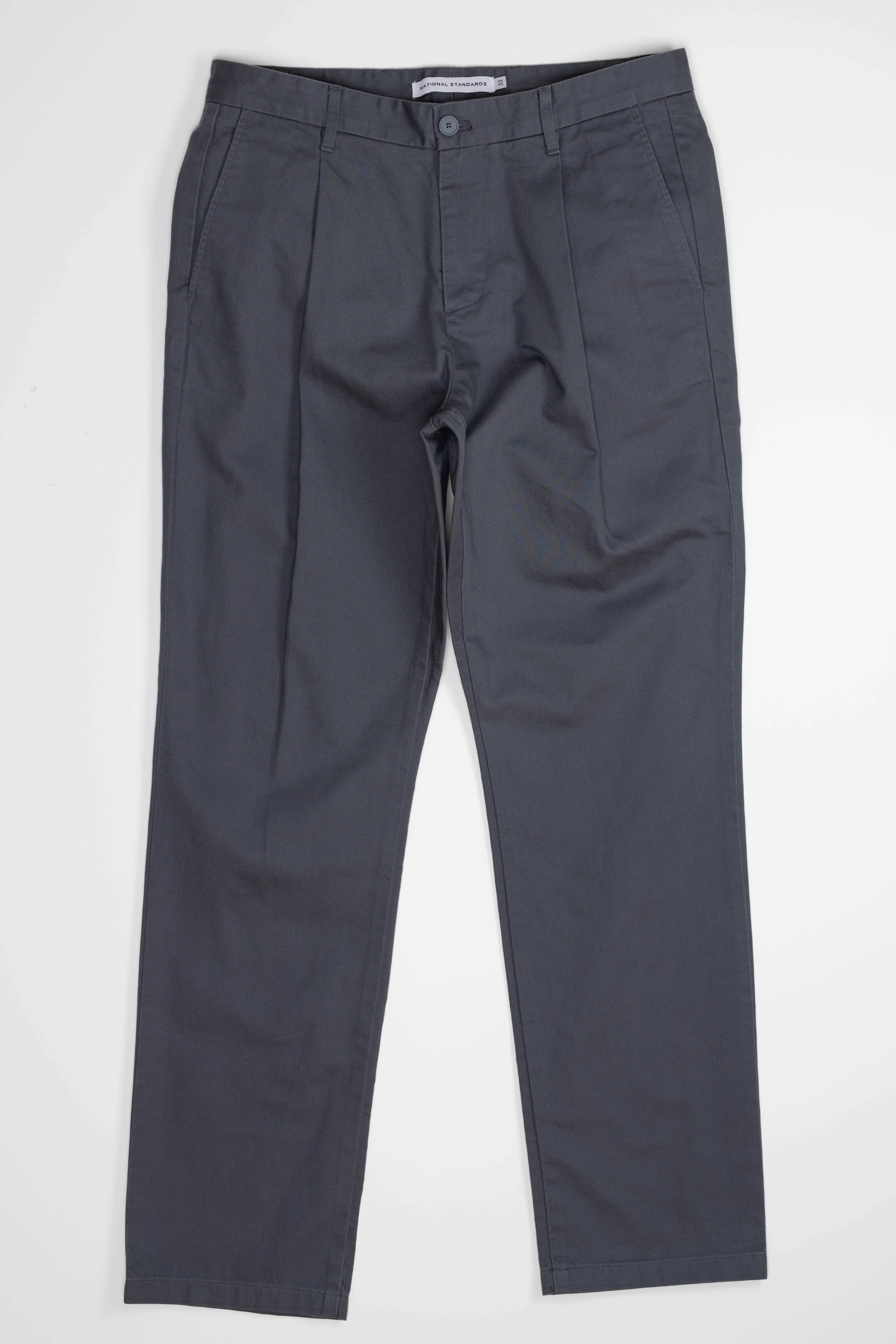 NS1201-3 Pleated Chino Vintage French Drill in Blue Grey sold by National Standards