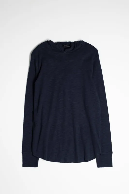 NS2165-5 Slub 1x1 Pullover Hoodie in Navy made by National Standards
