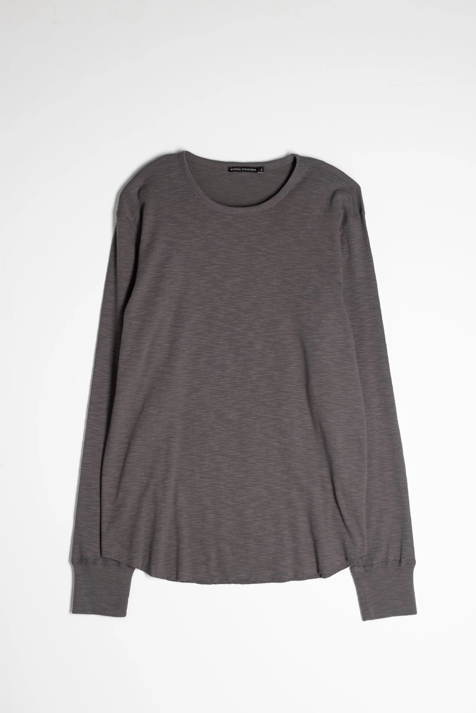 NS2164-7 Slub 1x1 Long Sleeve Crew in Grey sold by National Standards