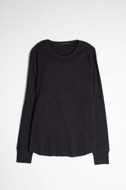 NS2164-6 Slub 1x1 Long Sleeve Crew in Black sold by National Standards