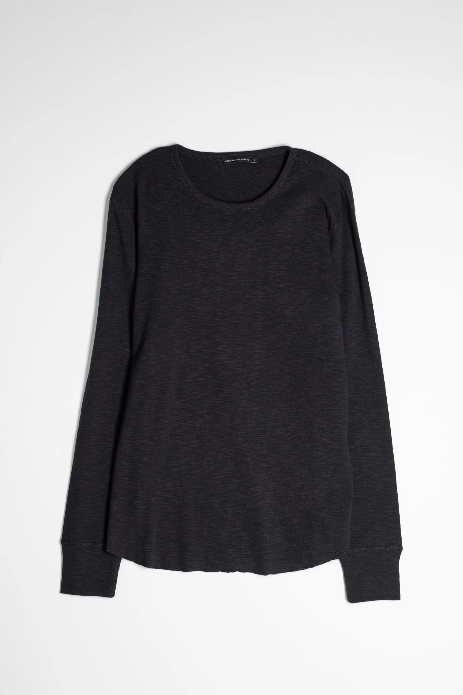 NS2164-6 Slub 1x1 Long Sleeve Crew in Black sold by National Standards