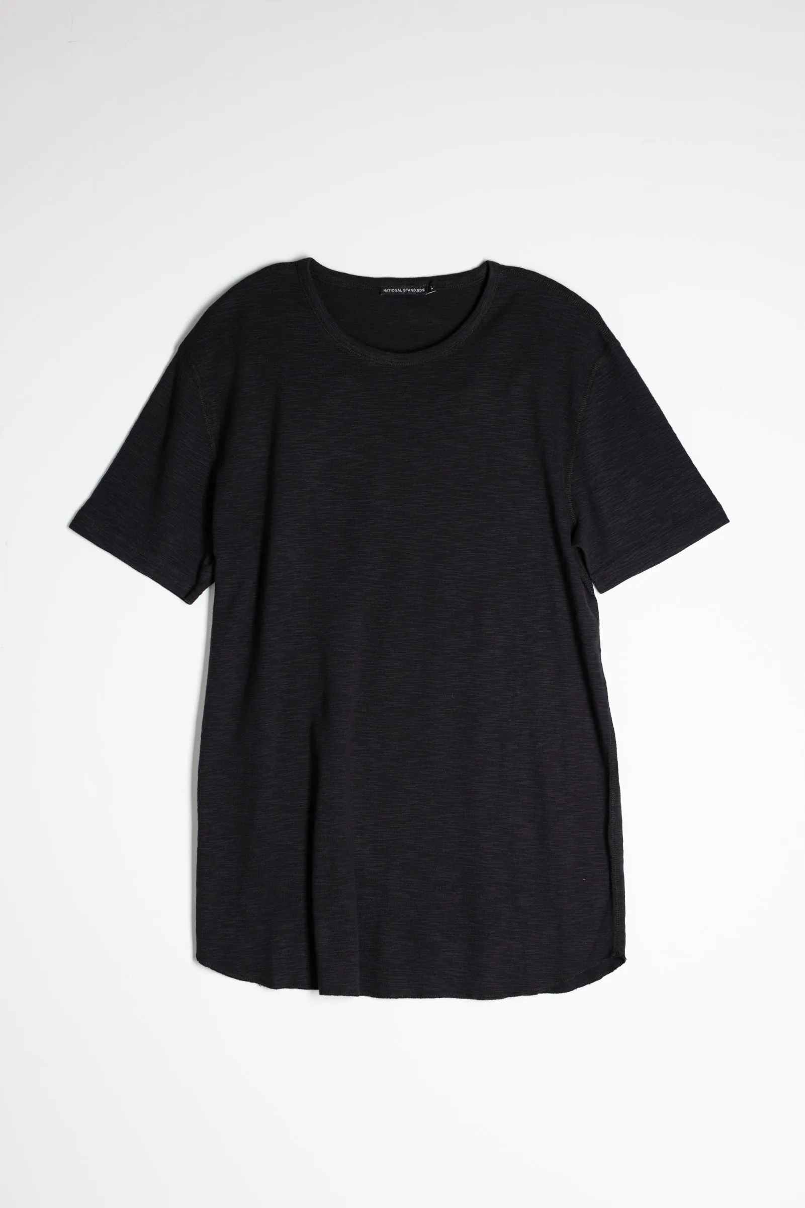 NS2163-6 Slub 1x1 Short Sleeve Crew in Black sold by National Standards