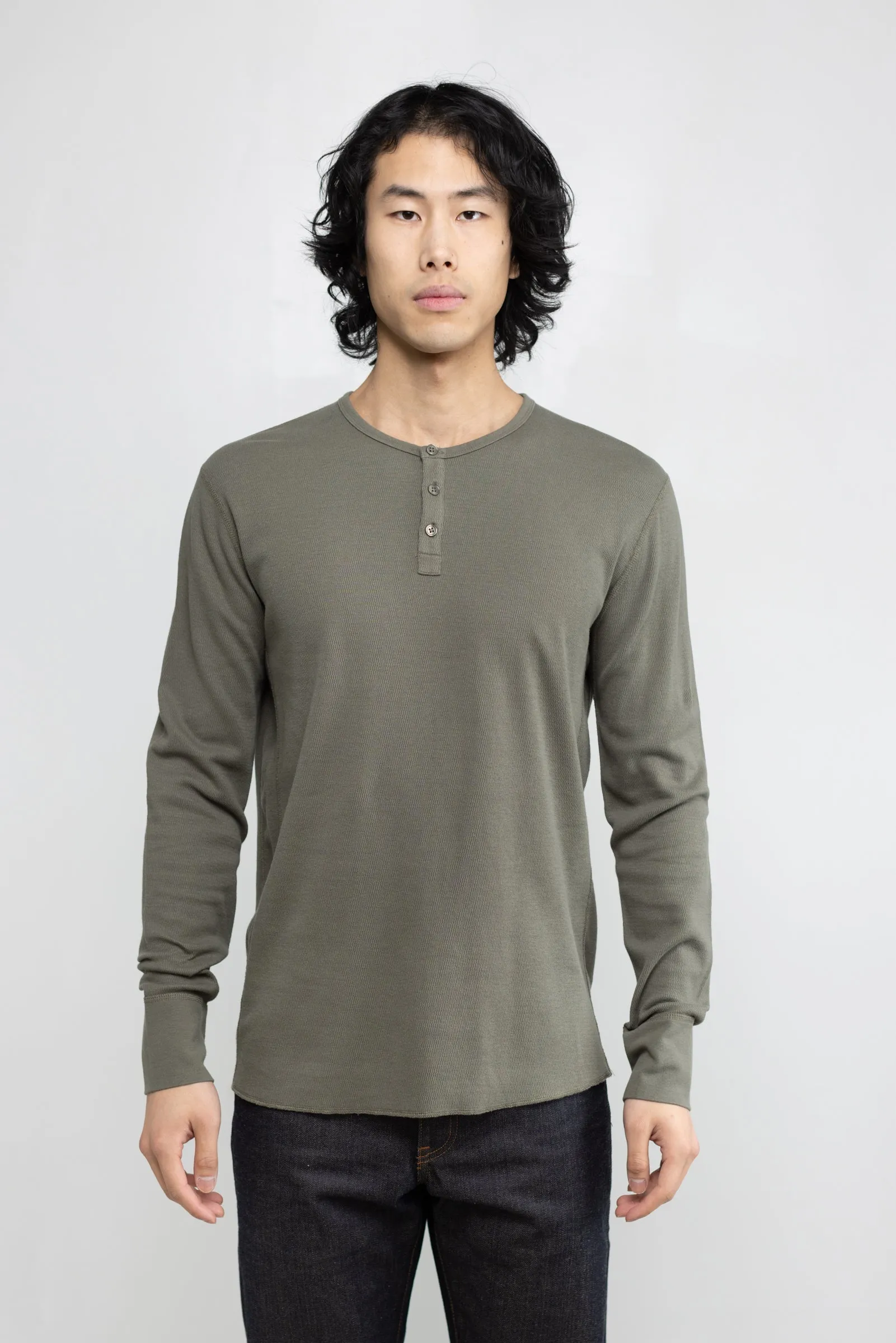 NS2154-7 Mesh Thermal Long Sleeve Henley in Army Green sold by National Standards product image thumbnail 2