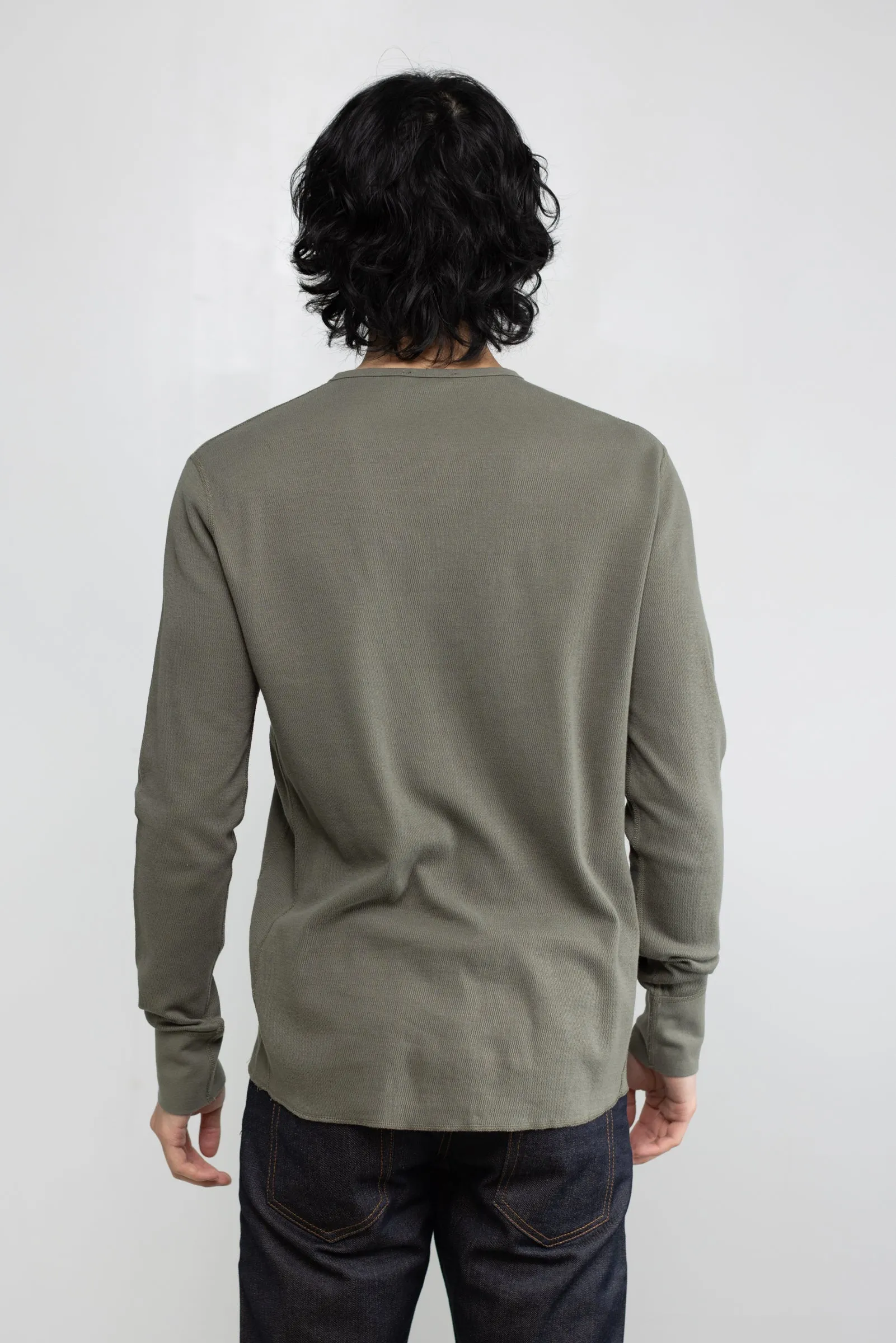 NS2154-7 Mesh Thermal Long Sleeve Henley in Army Green sold by National Standards product image thumbnail 3