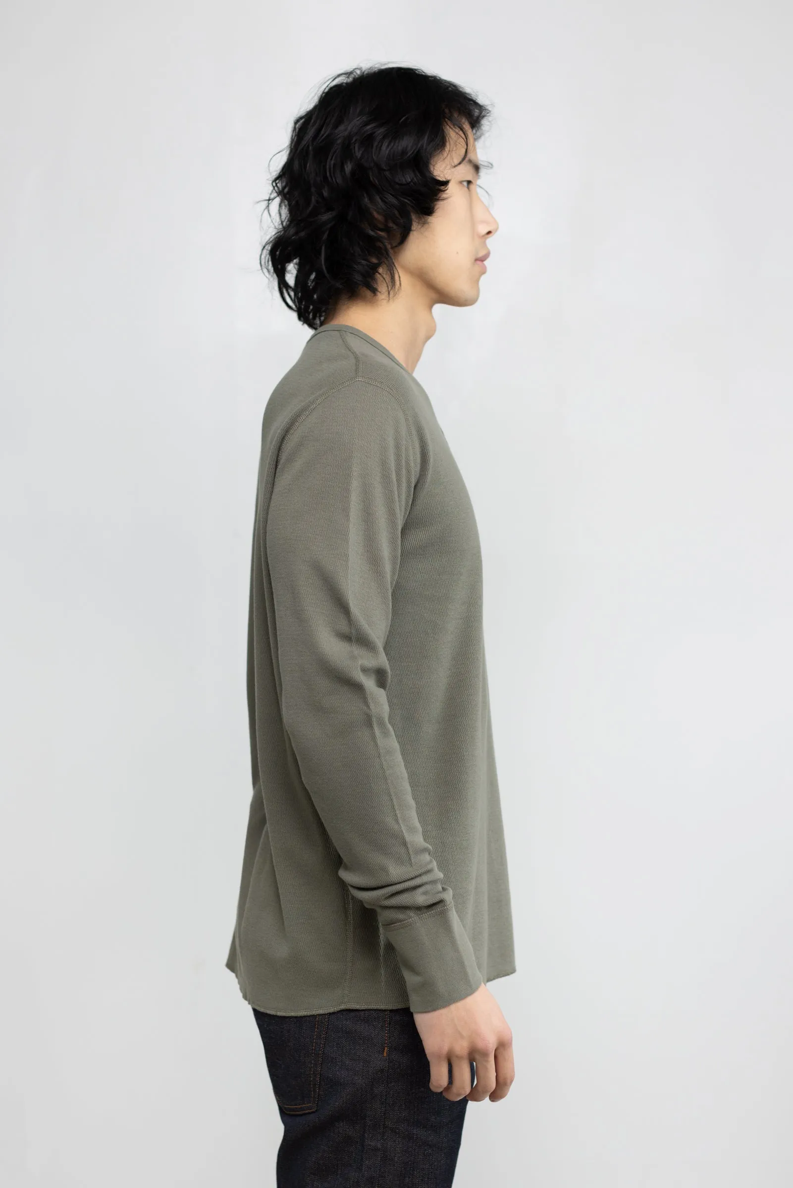 NS2154-7 Mesh Thermal Long Sleeve Henley in Army Green sold by National Standards product image thumbnail 4