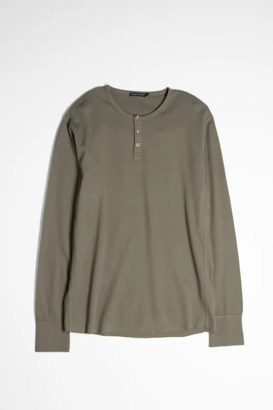 NS2154-7 Mesh Thermal Long Sleeve Henley in Army Green sold by National Standards