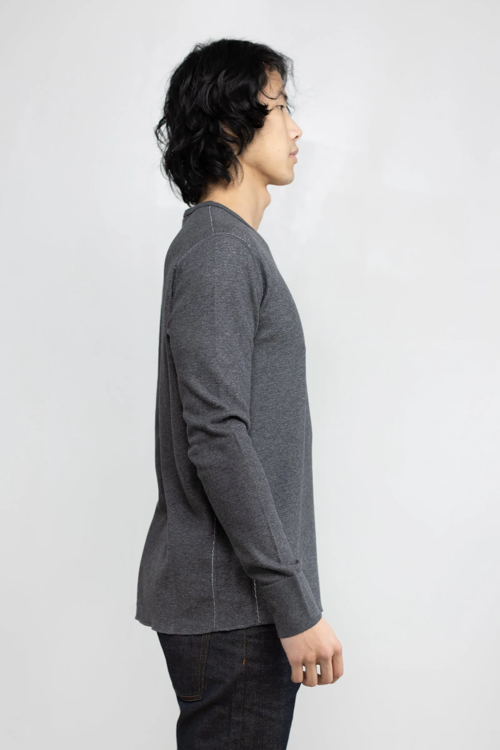 NS2153-5 Mesh Thermal Long Sleeve Crew in Melange Charcoal sold by National Standards product image thumbnail 4