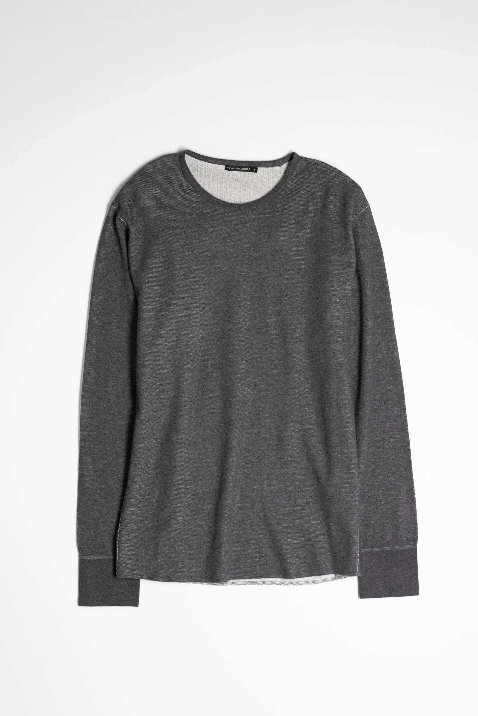 NS2153-5 Mesh Thermal Long Sleeve Crew in Melange Charcoal sold by National Standards