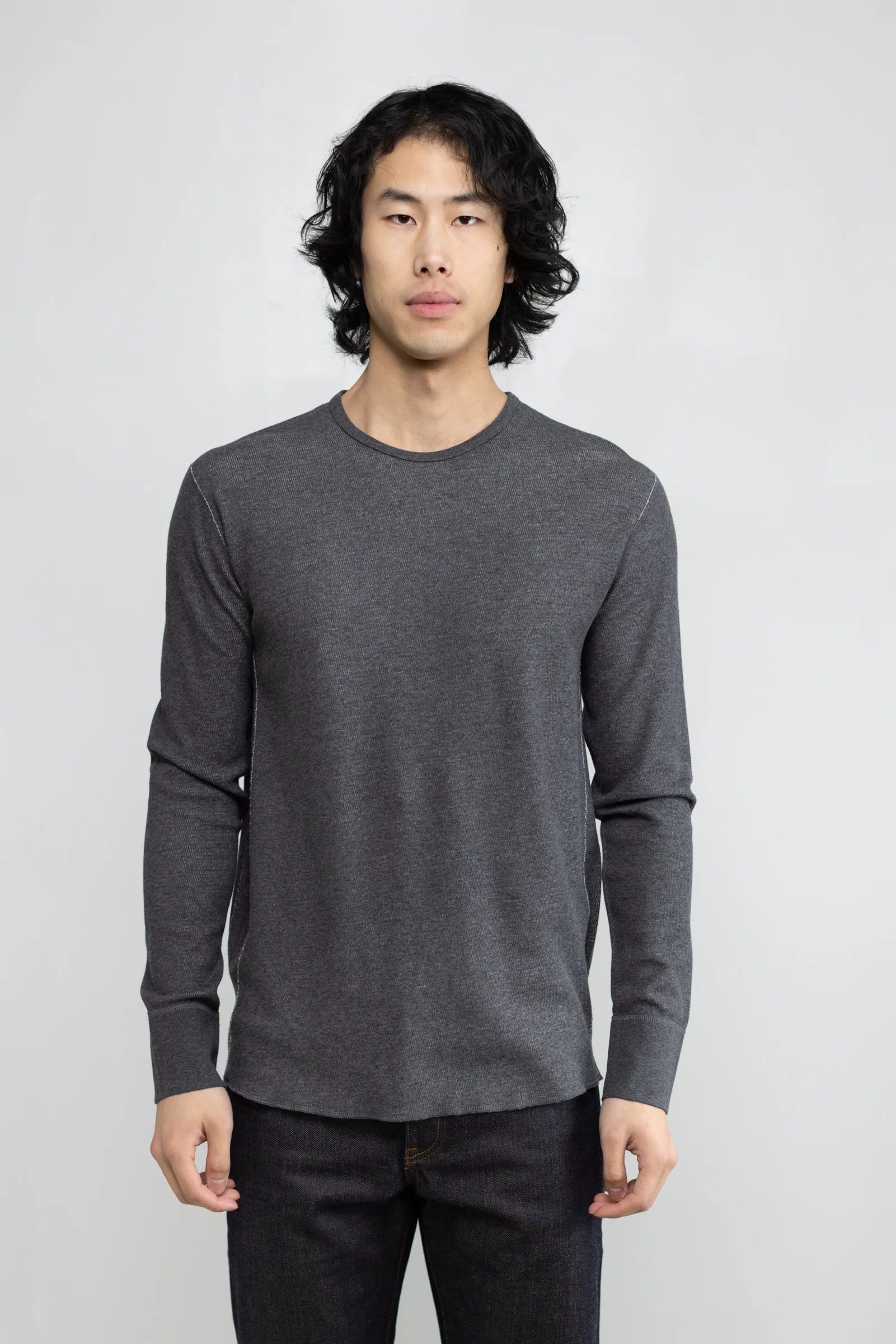 NS2153-5 Mesh Thermal Long Sleeve Crew in Melange Charcoal sold by National Standards product image thumbnail 2