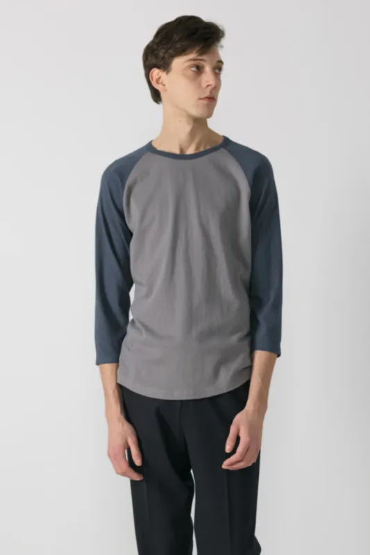 NS2136-4 Spun Jersey 3/4 Raglan in Grey and Blue sold by National Standards