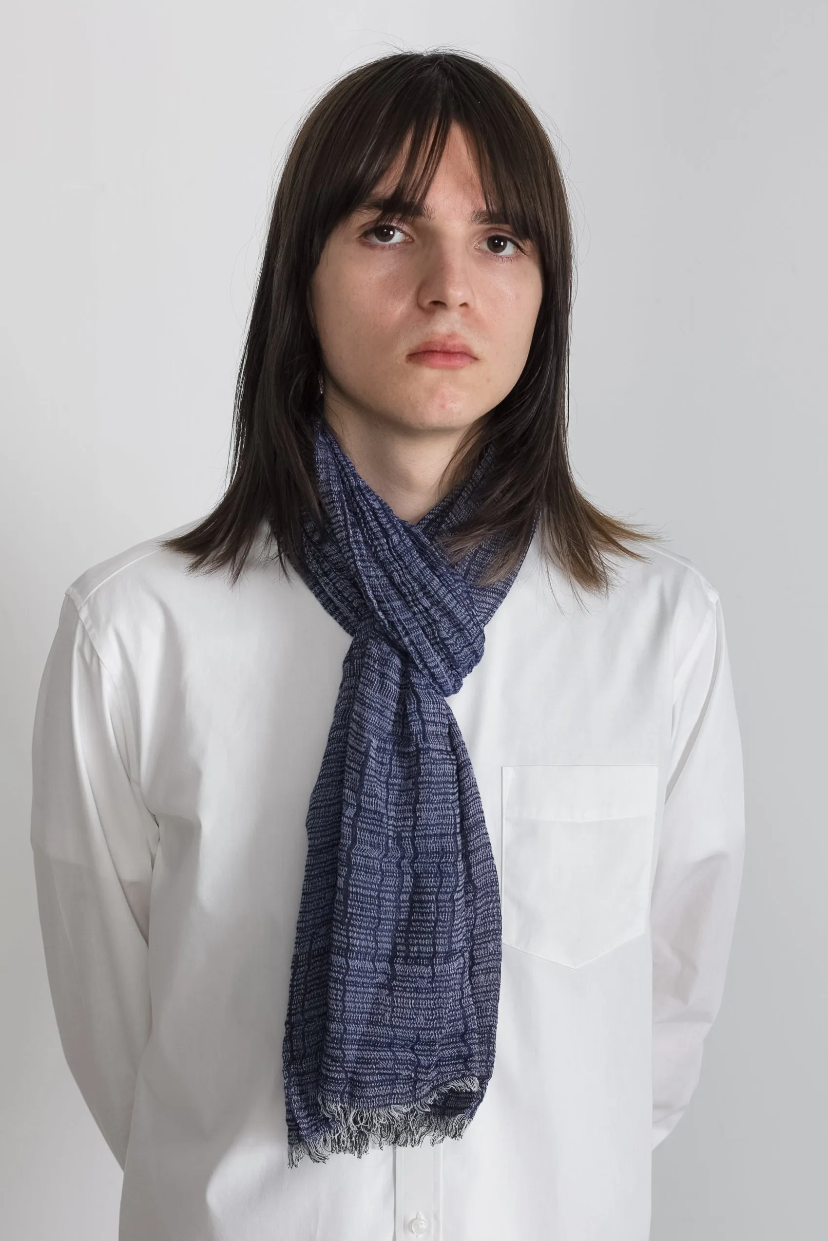 Yarn Dyed Gauze Scarf in Blue NS5010 sold by National Standards product image thumbnail 3