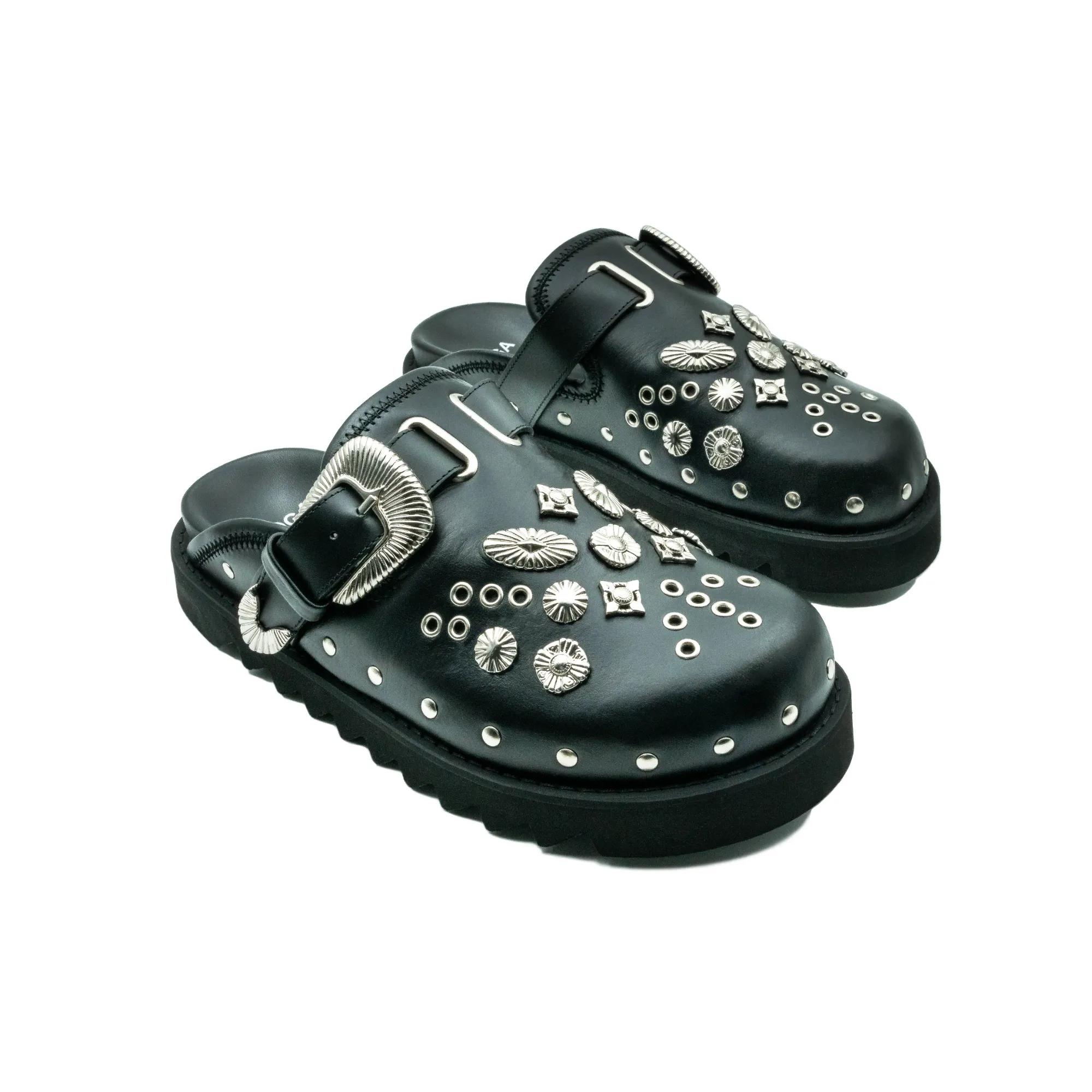 Toga Virilis Black Leather Eyelet Metal Sabot sold by Brother Brother product image thumbnail 2