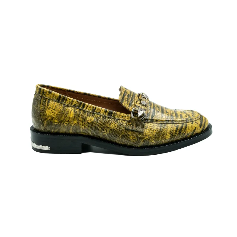 Toga Virilis Yellow Embossed Leather Loafers made by Brother Brother