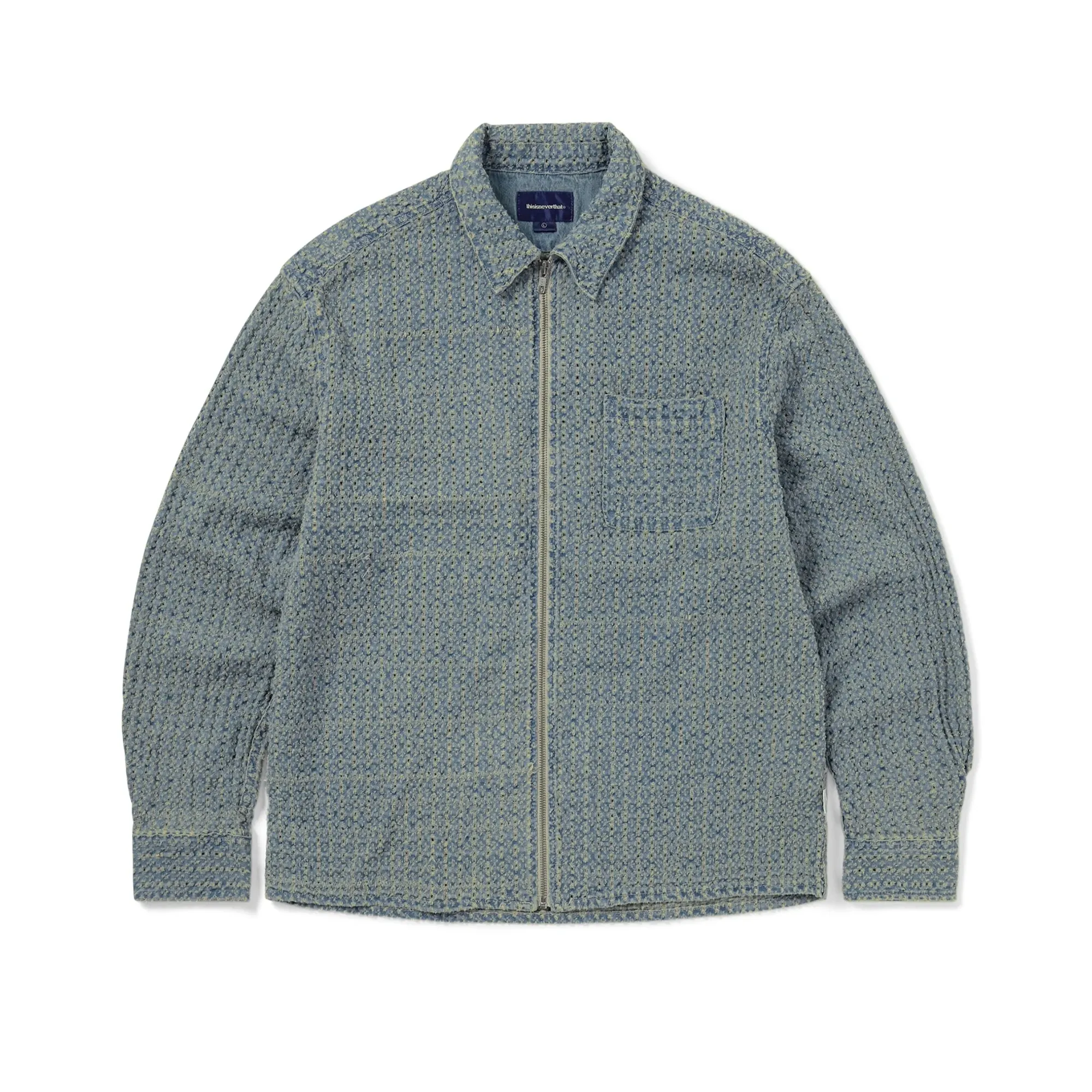 thisisneverthat Damaged Denim Shirt sold by Brother Brother