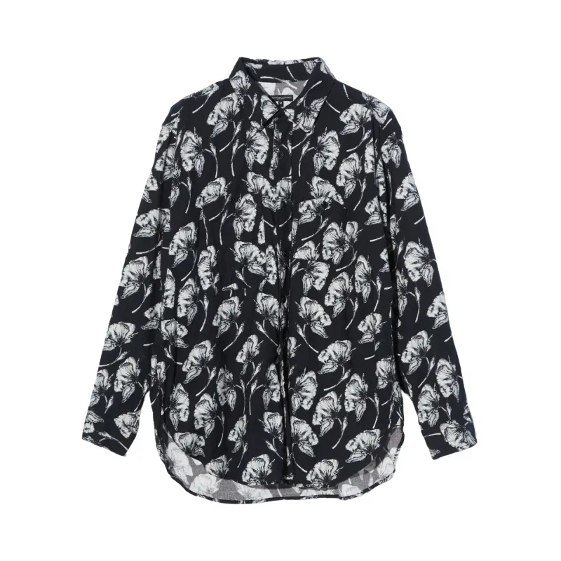 Engineered Garments Work Shirt Black/White Cotton Brushed Floral Print sold by Brother Brother