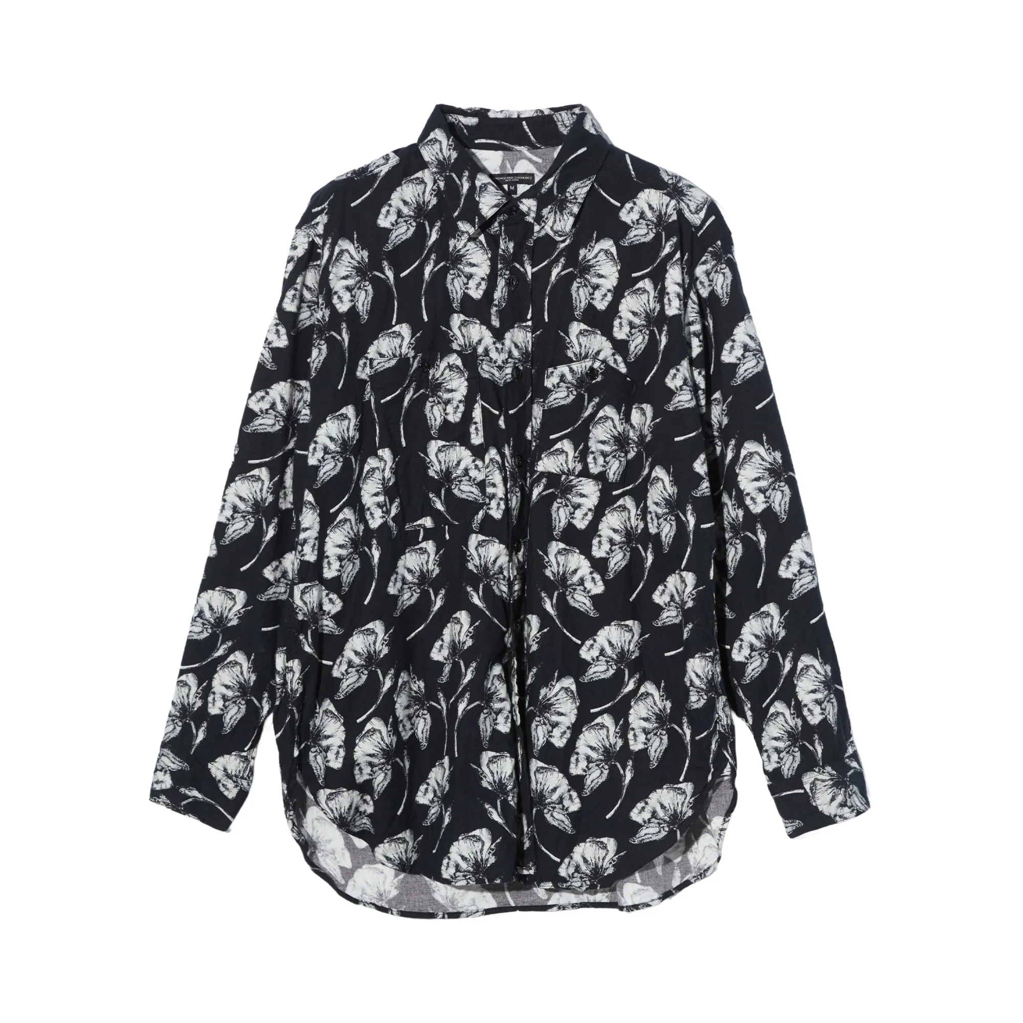 Engineered Garments Work Shirt Black/White Cotton Brushed Floral Print sold by Brother Brother