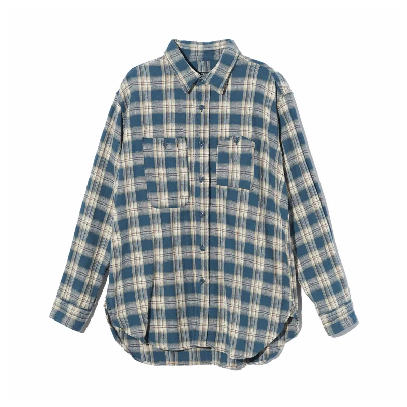 Engineered Garments Work Shirt Navy Cotton Plaid Jacquard sold by Brother Brother