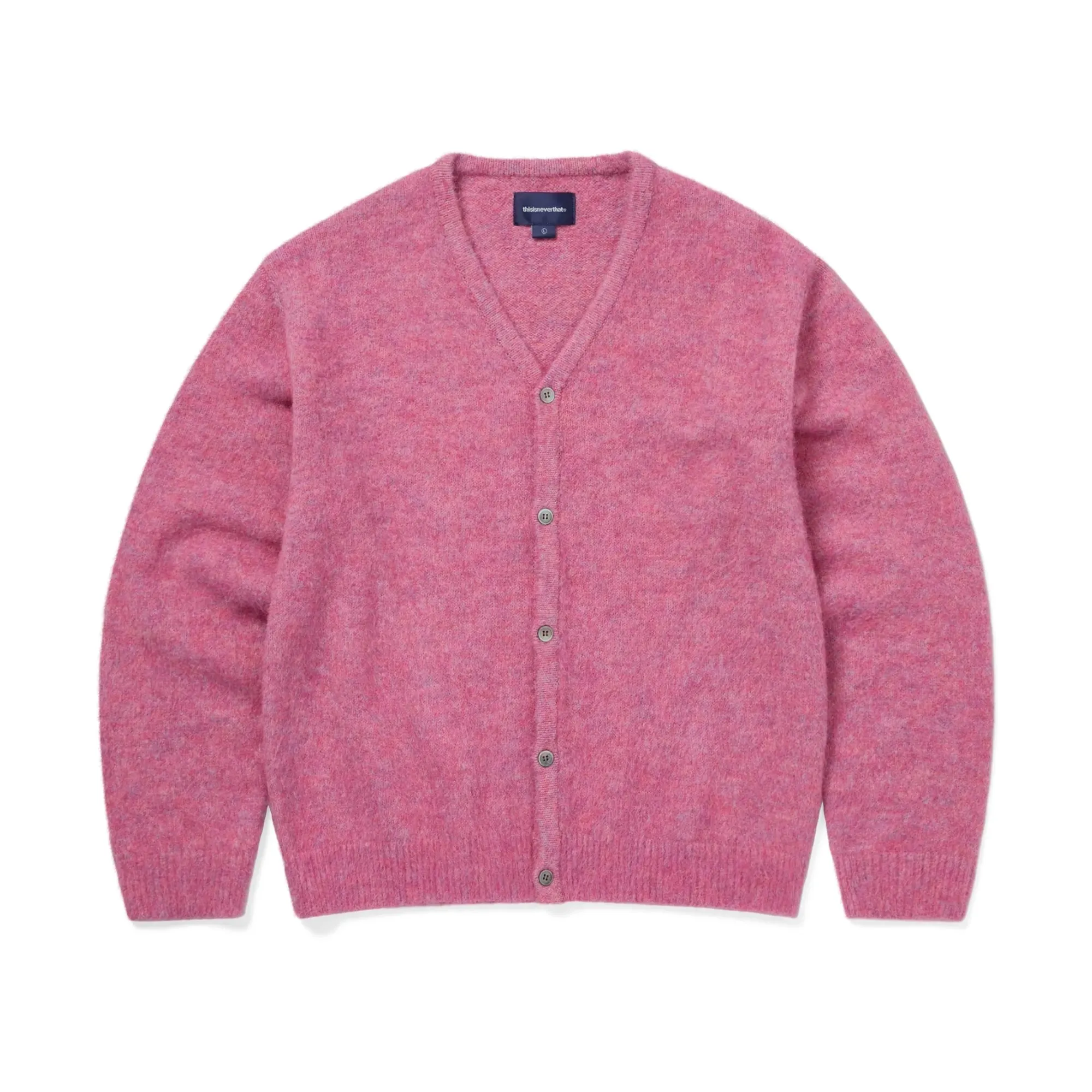 thisisneverthat Hairy Knit Cardigan Pink sold by Brother Brother
