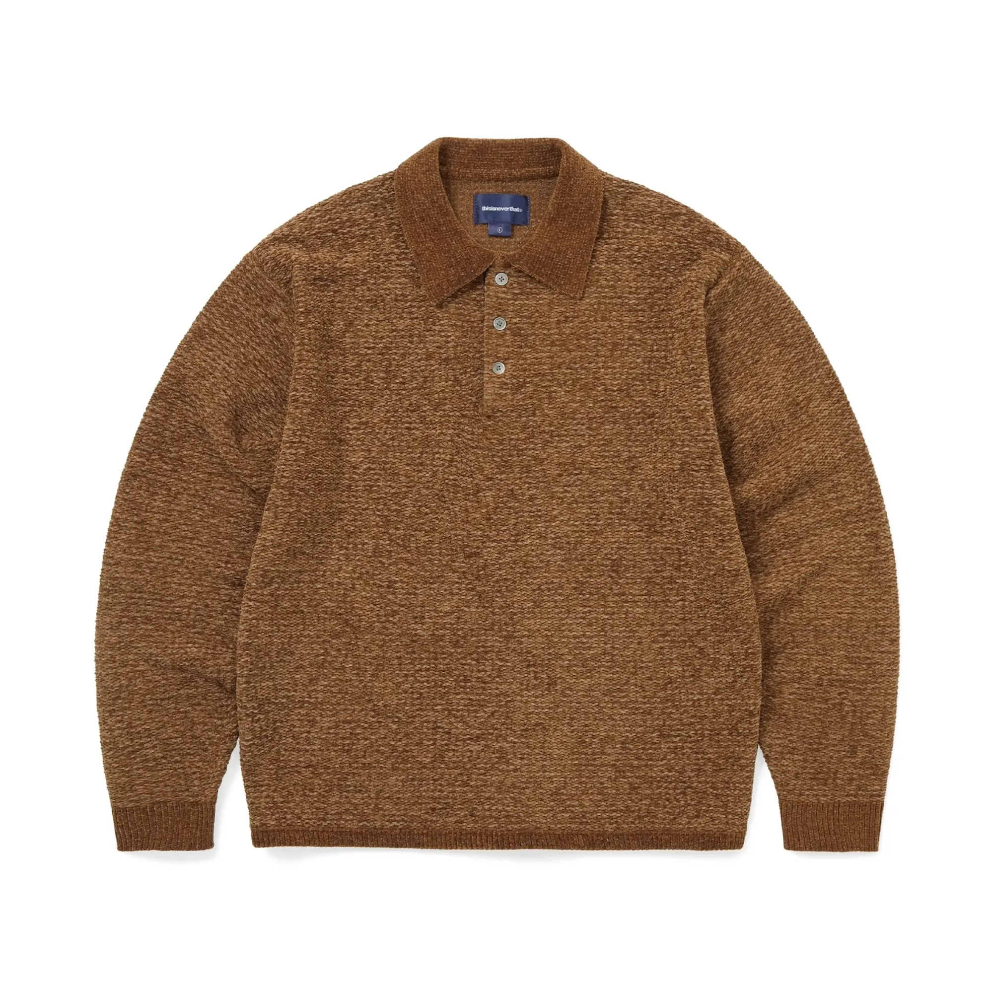 thisisneverthat Velvet Knit Polo Brown sold by Brother Brother