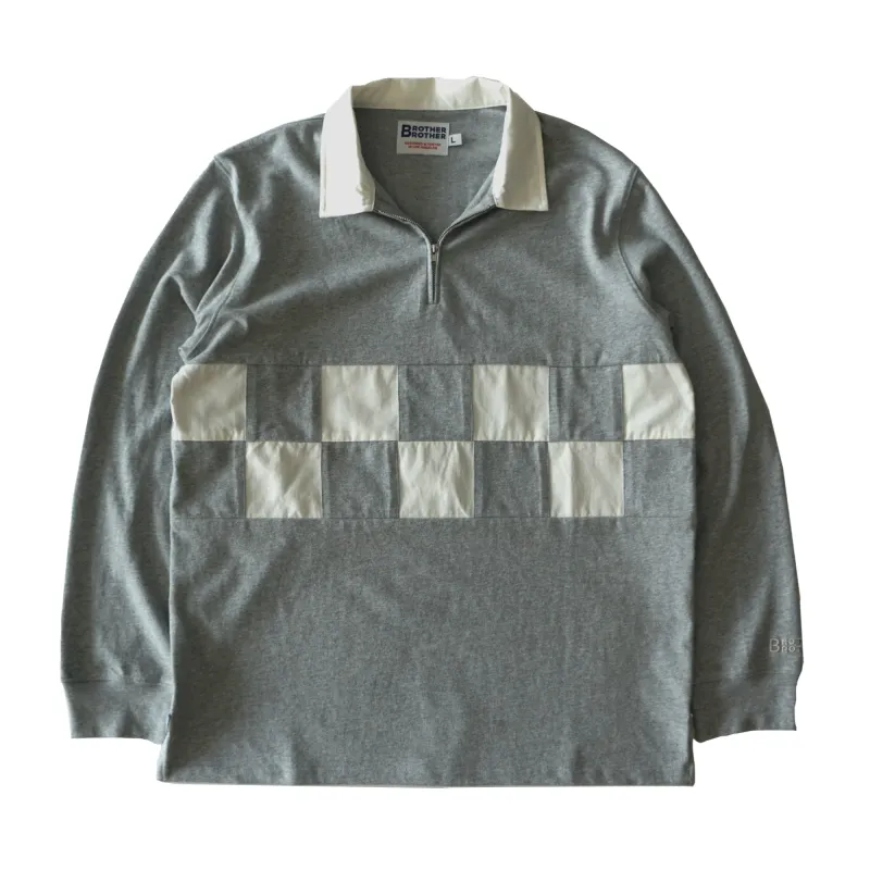 Brother Brother Check Panel Zip Rugby Shirt sold by Brother Brother
