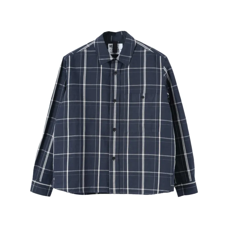 MHL. by Margaret Howell OVERALL SHIRT GRAPHIC CHECK COTTON LINEN sold by Brother Brother