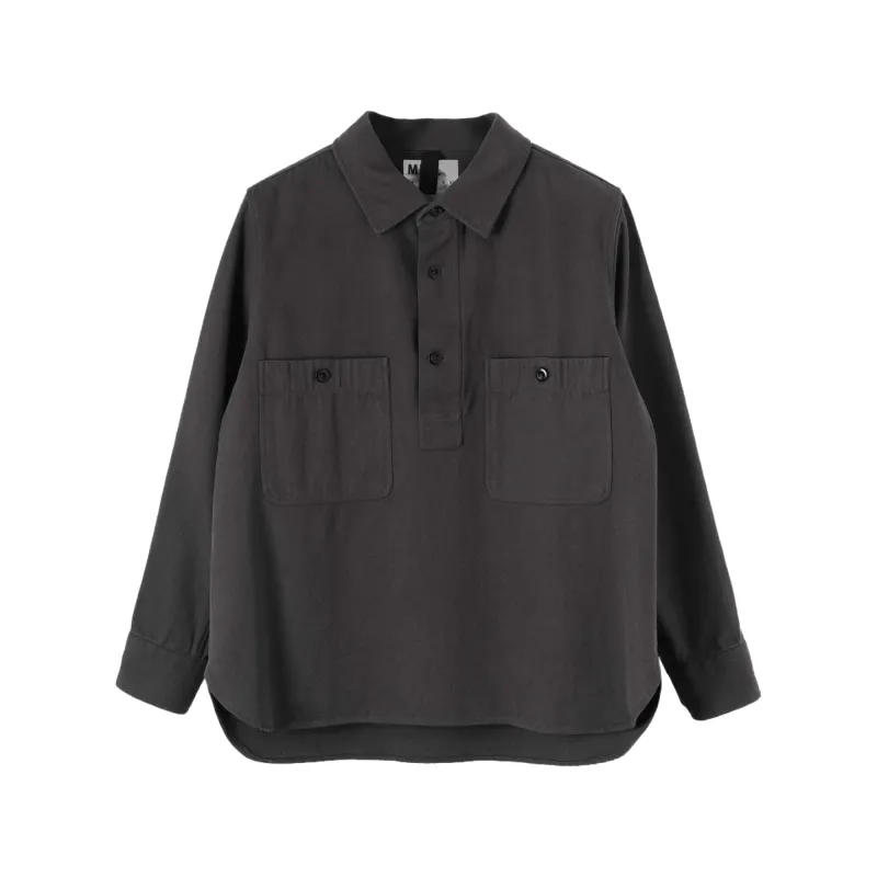 MHL. by Margaret Howell OVERHEAD SHIRT COTTON WOOL DRILL GRAPHITE sold by Brother Brother